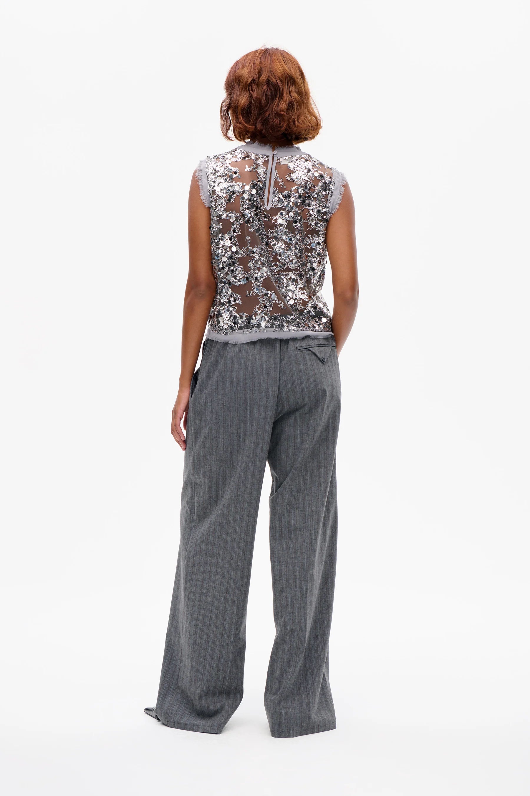 BAUM & PFERDGARTEN Top "Manira" grey sequins