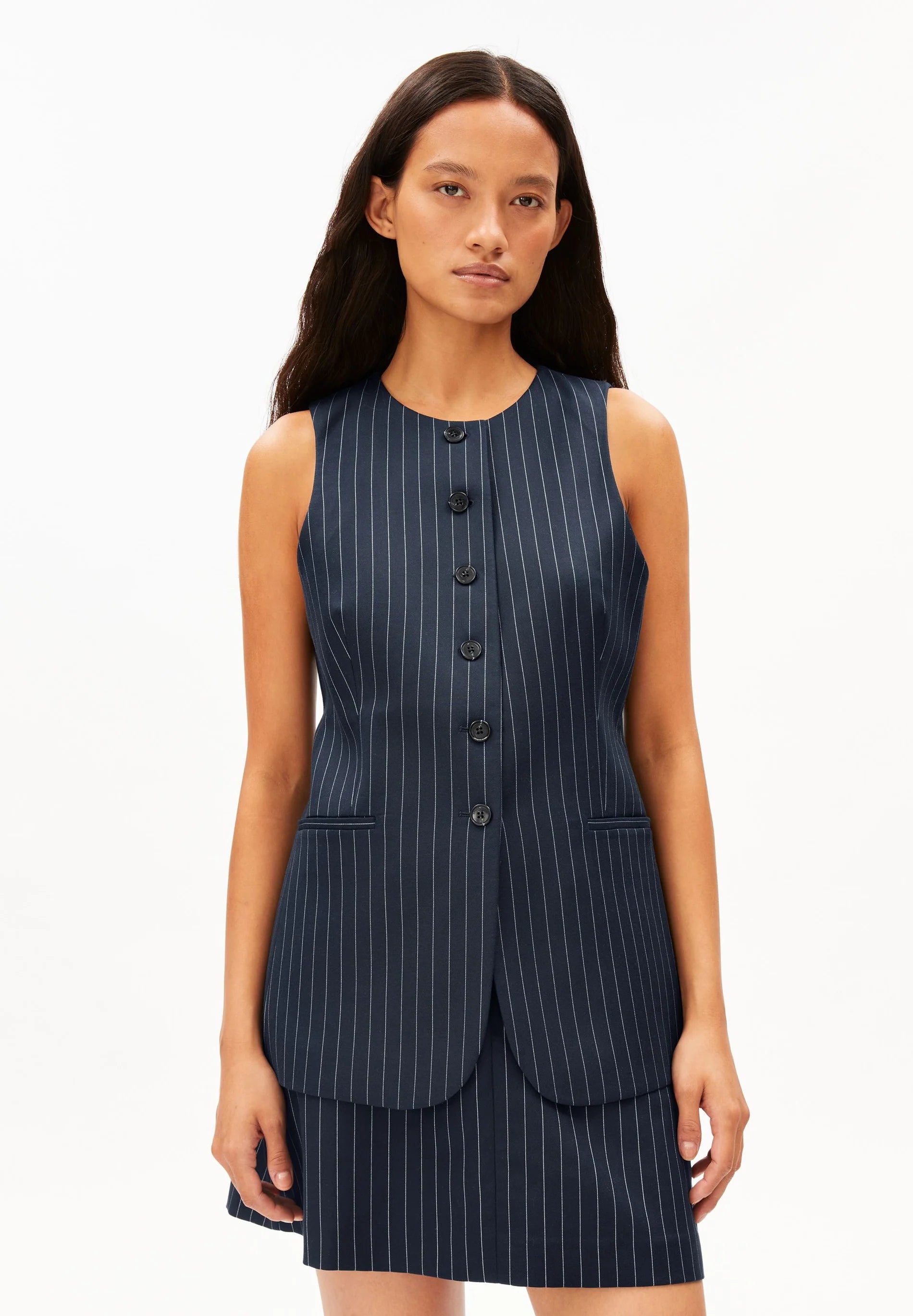 ARMEDANGELS Vest pinstripe nightsky