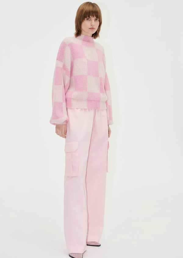 Stine Goya Pullover Adonis Orchid check