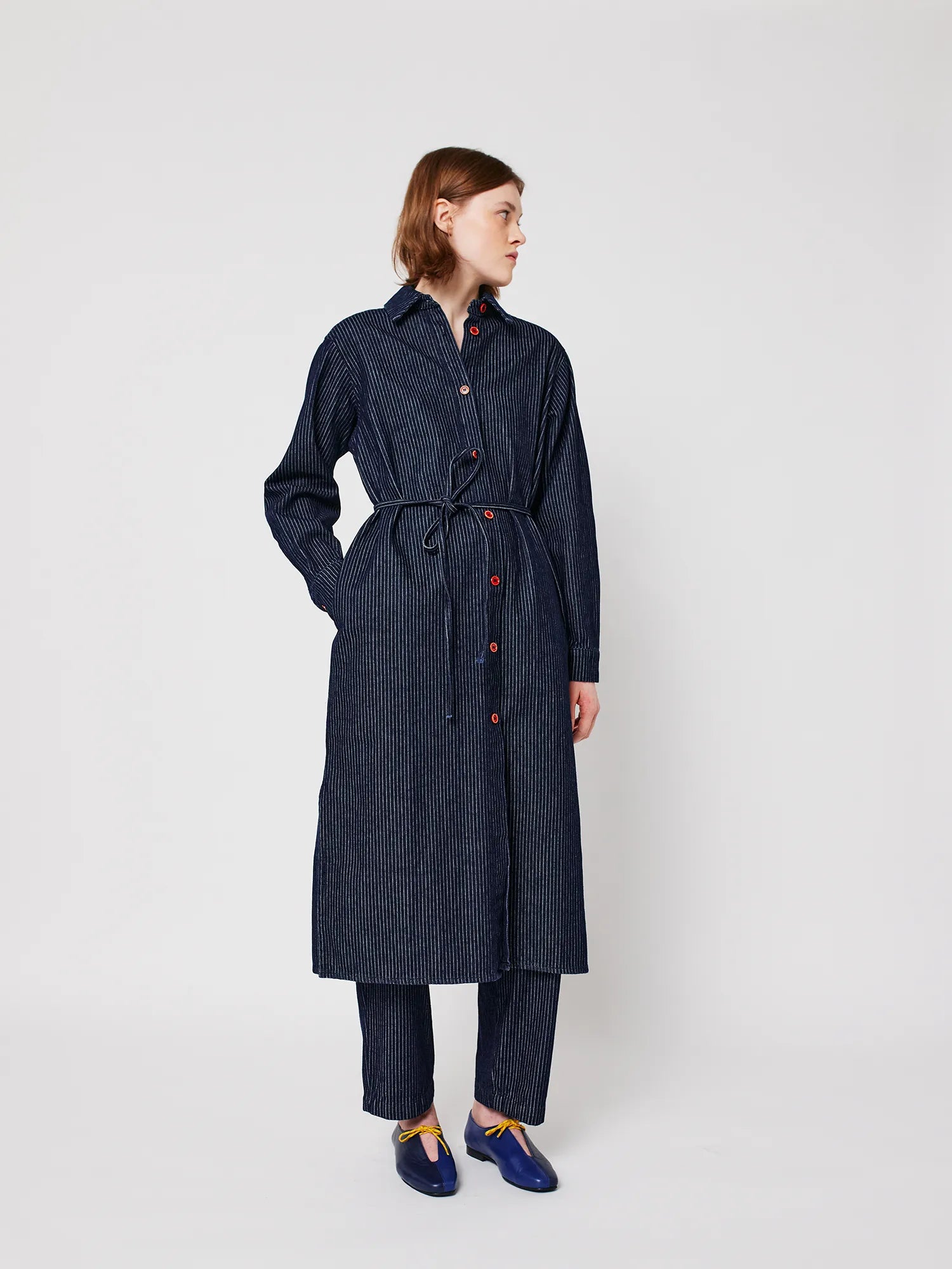 BOBO CHOSES Dress "Denim stripe" navy blue