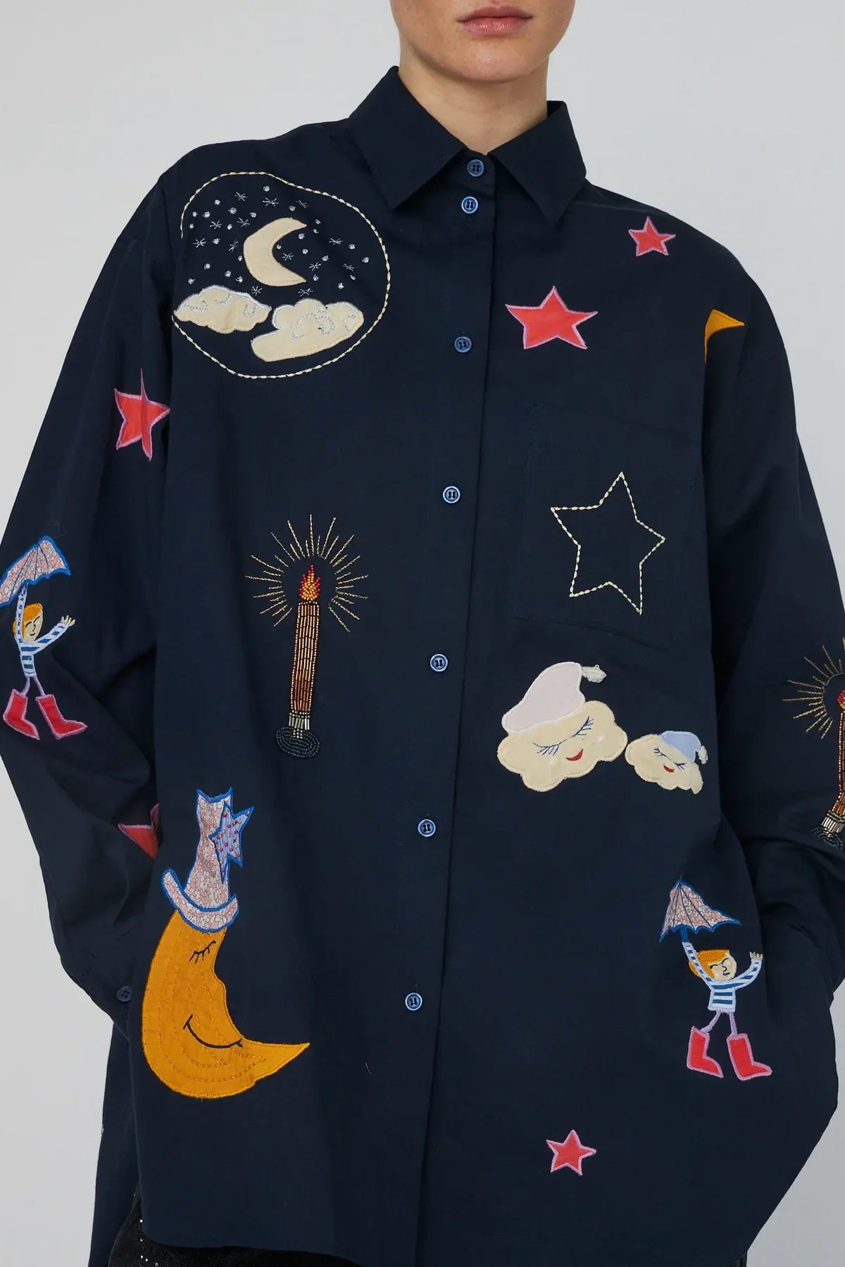 STELLA NOVA Shirt "Bead embellished" navy