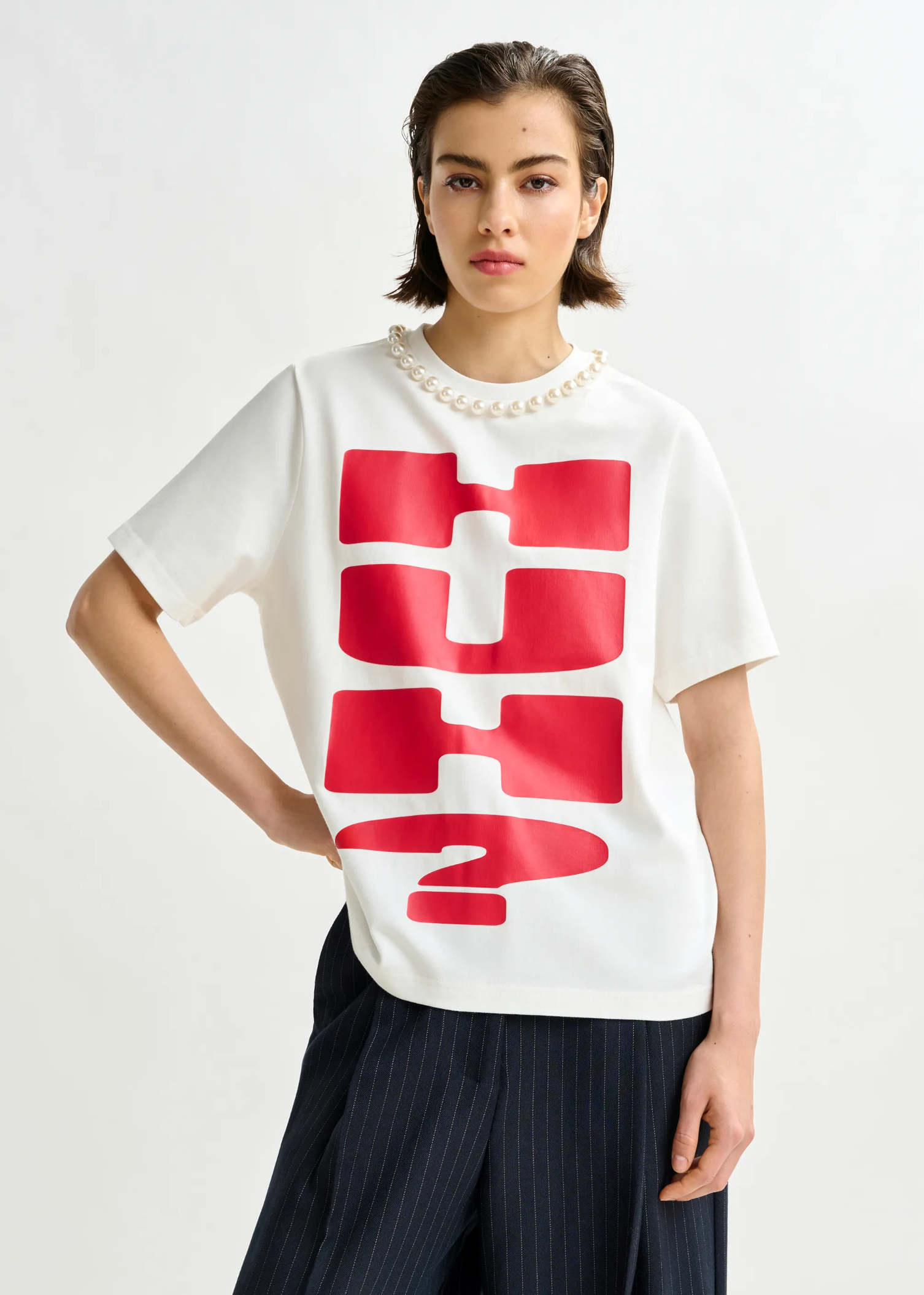 ESSENTIEL ANTWERP T-Shirt "Isos" white/red