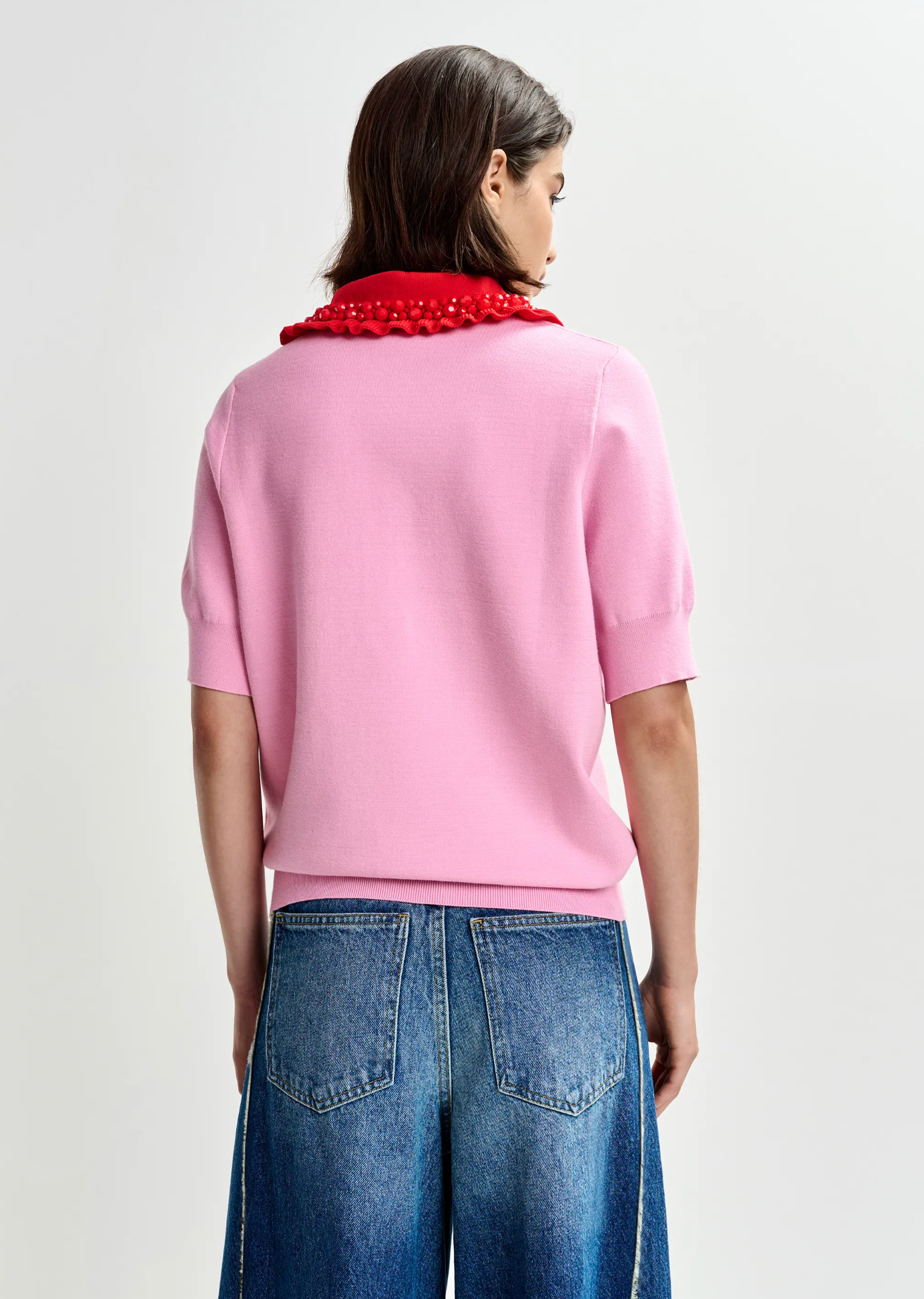 ESSENTIEL ANTWERP Knit Polo "Jewelry" cotton candy