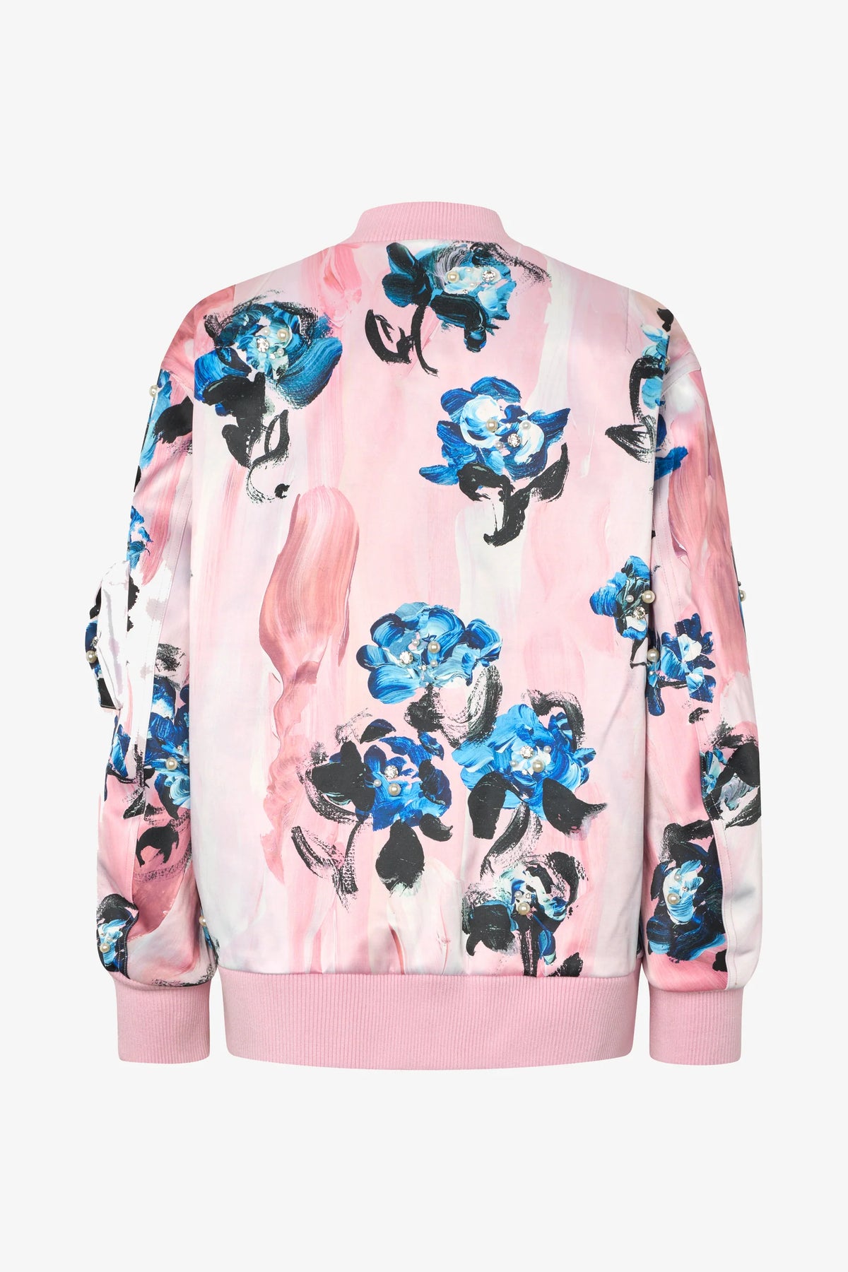 STINE GOYA Bomber Jacket "Blue roses on blush"