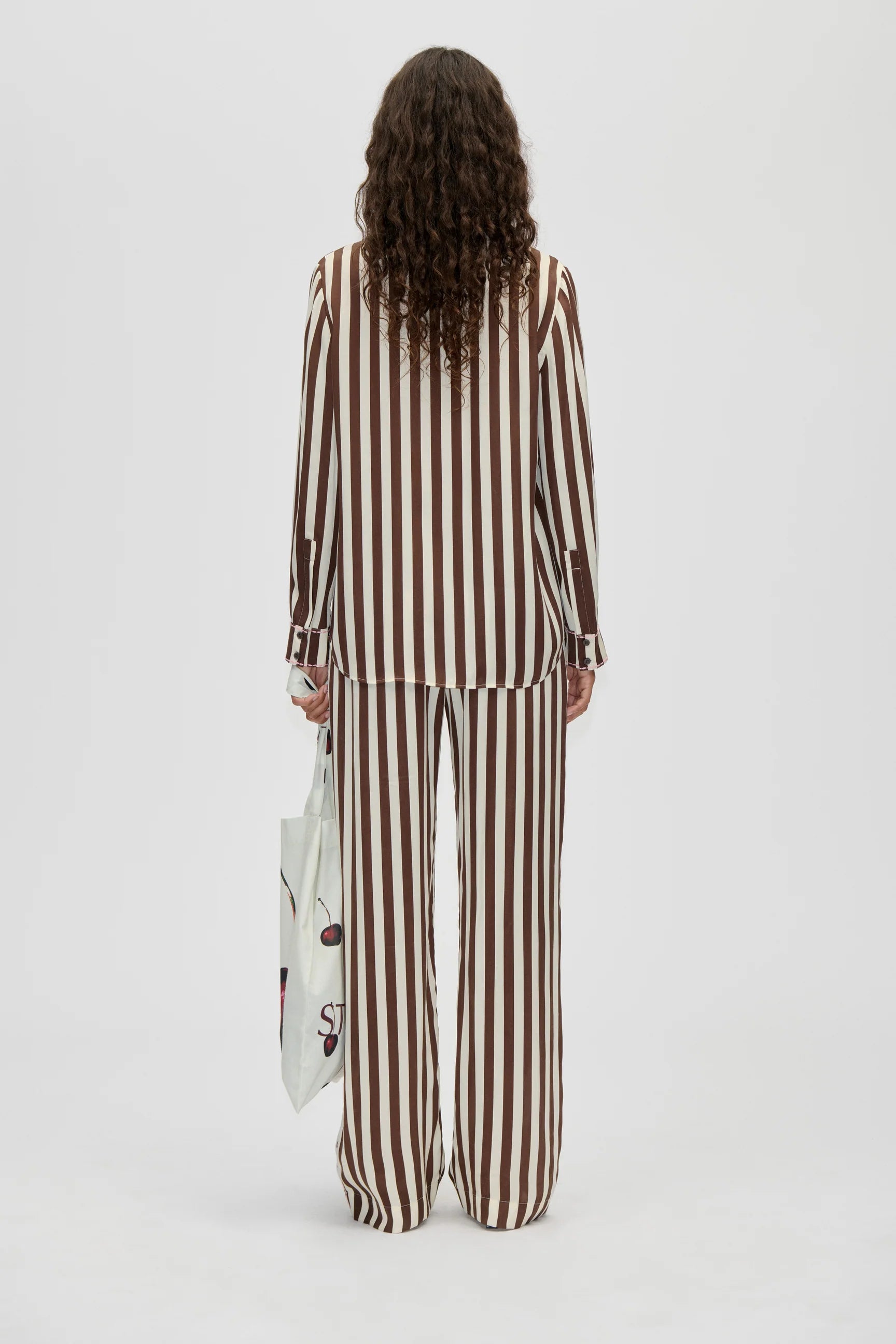 STINE GOYA Pants "ivory stripes" offwhite darkbrown