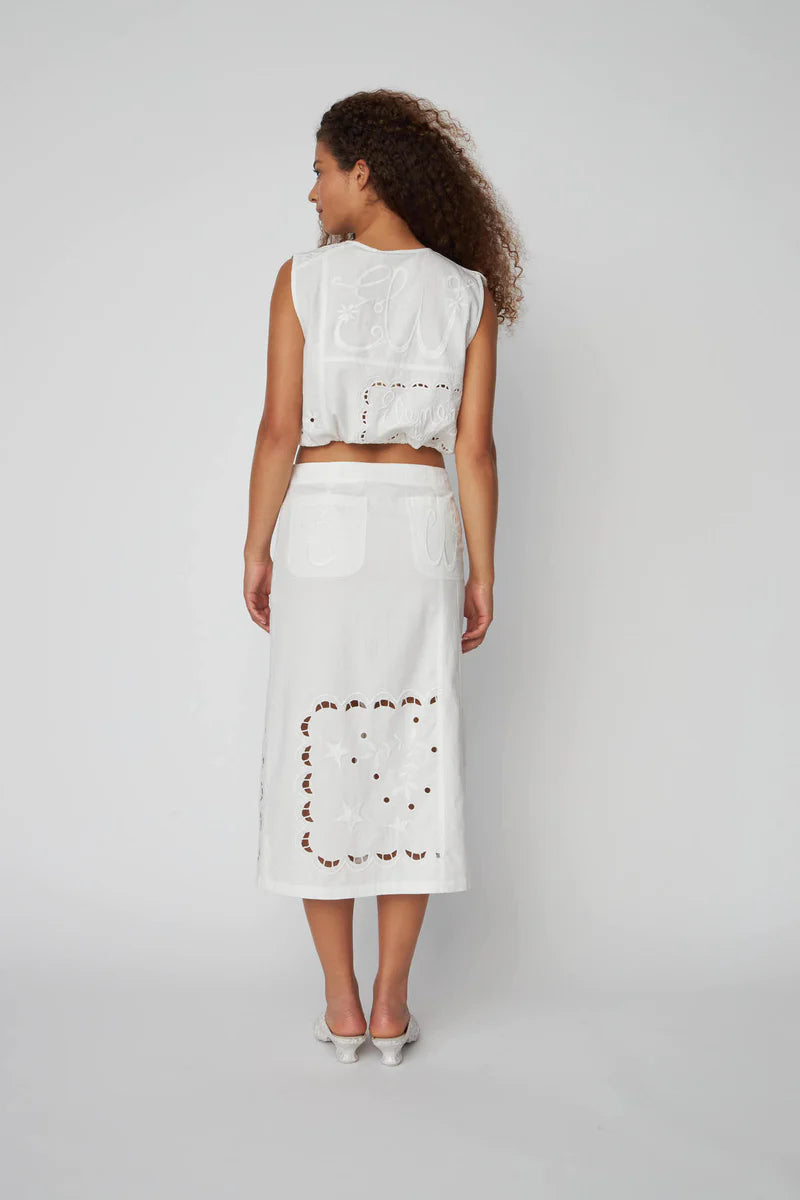 Stella Nova Skirt Elements Embroidered white