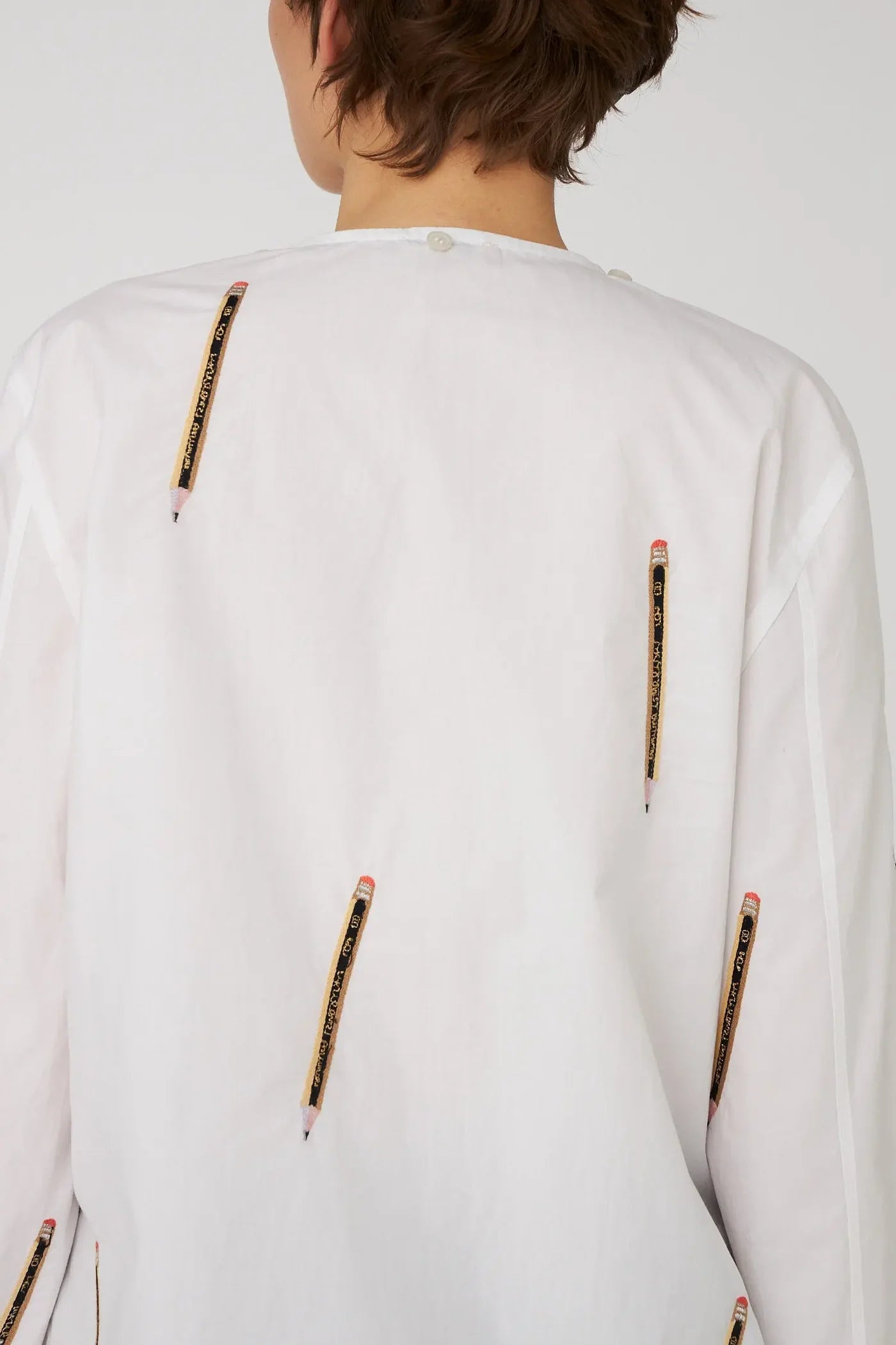 STELLA NOVA Embroidered cotton bow shirt white