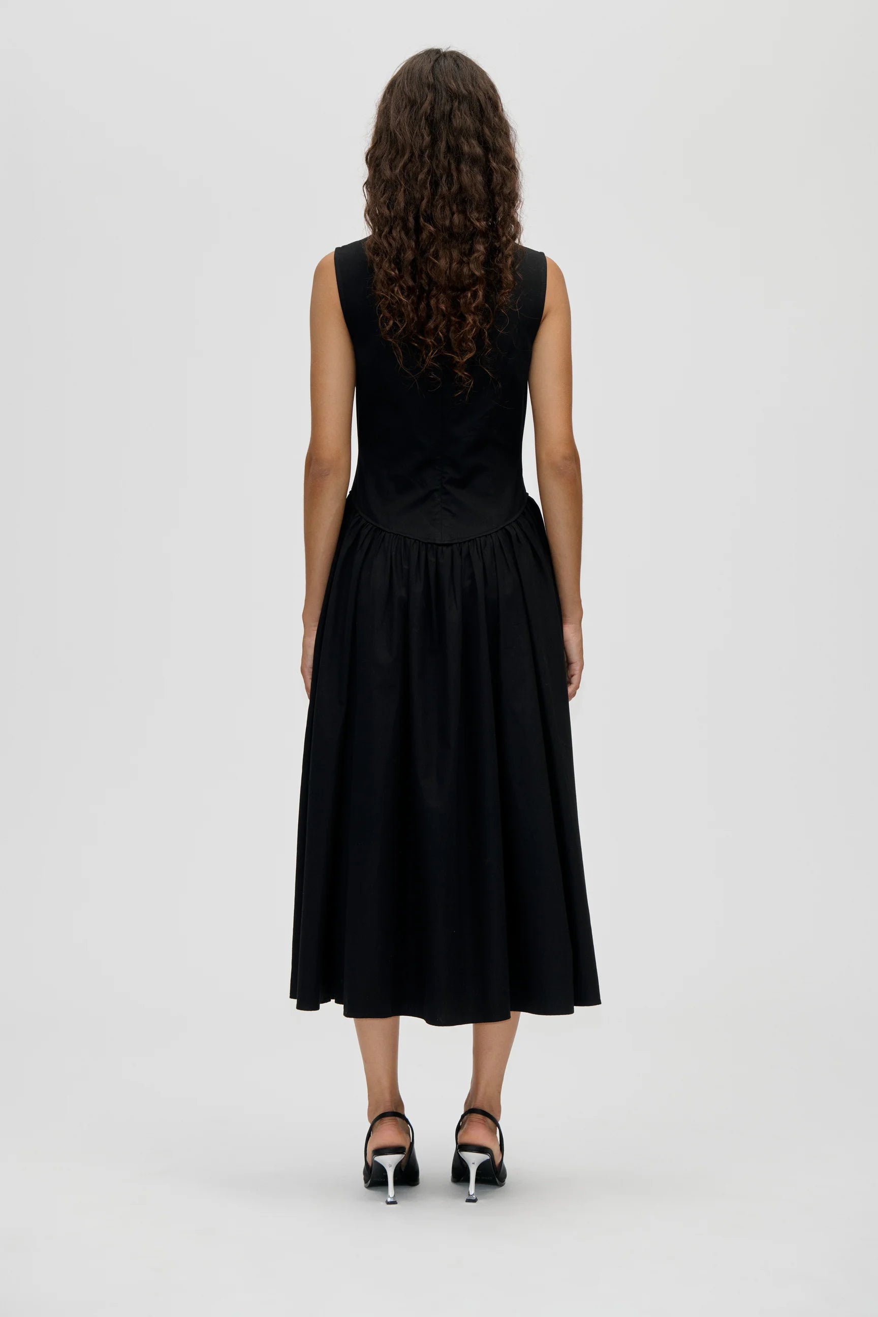 STINE GOYA Midi dress embroidered, broderie anglaise
