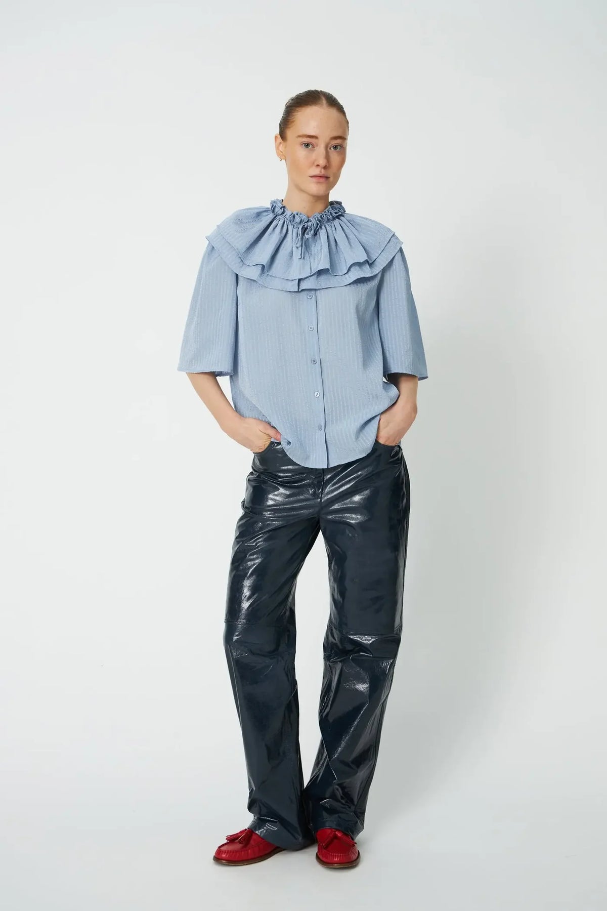 STELLA NOVA Blouse "Frill" dowe blue