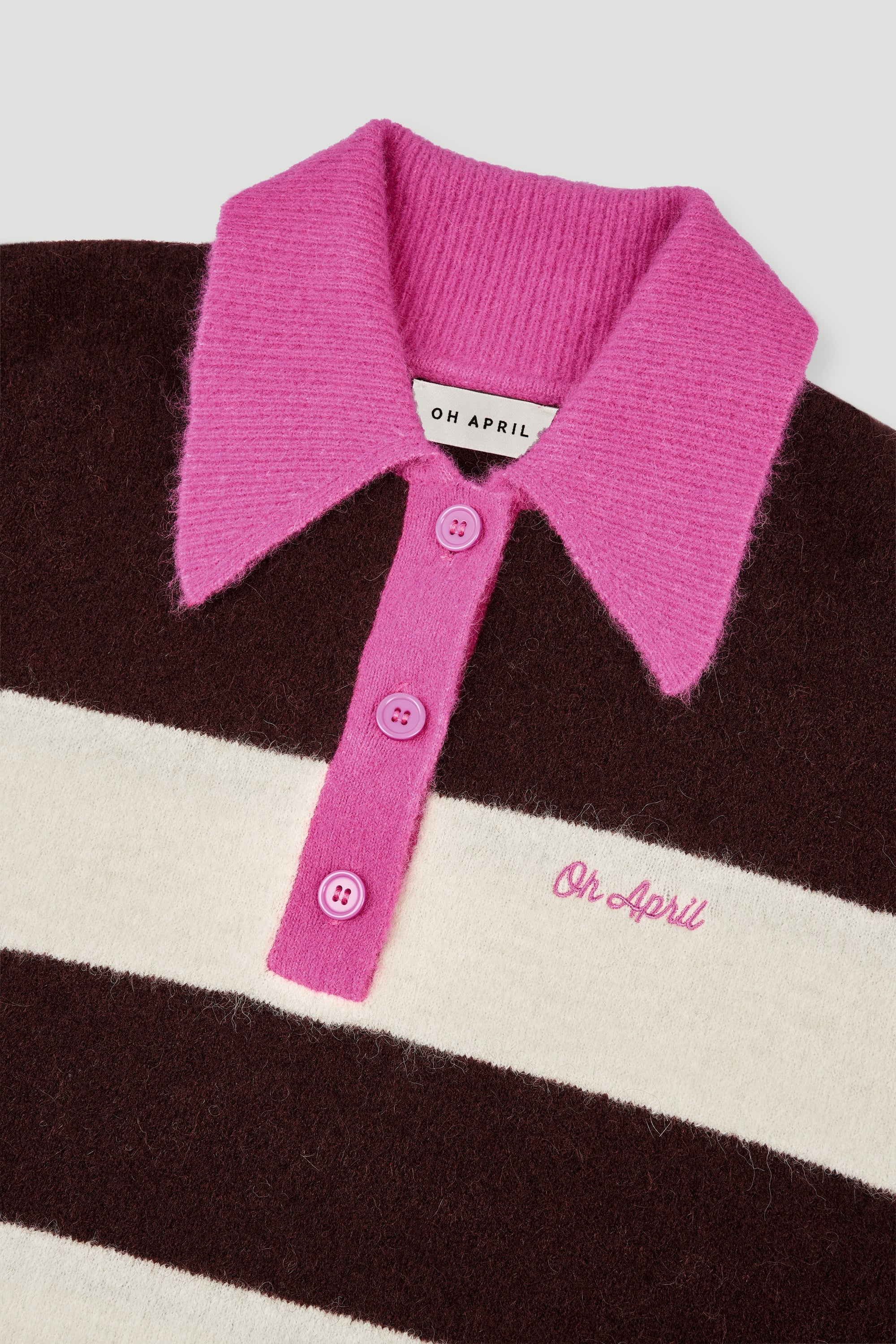 OH APRIL Knit Polo "Maya" truffle stripe