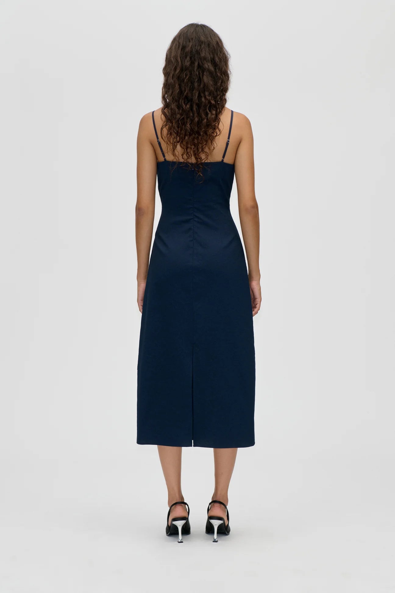 STINE GOYA Dress "Strap Eyelet Midi" navy