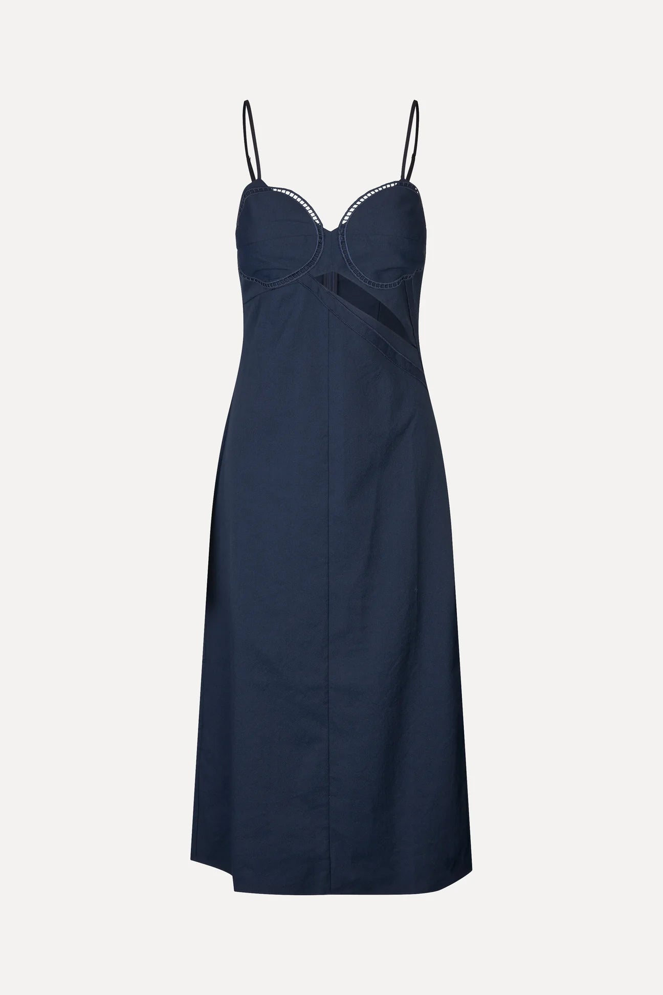 STINE GOYA Dress "Strap Eyelet Midi" navy