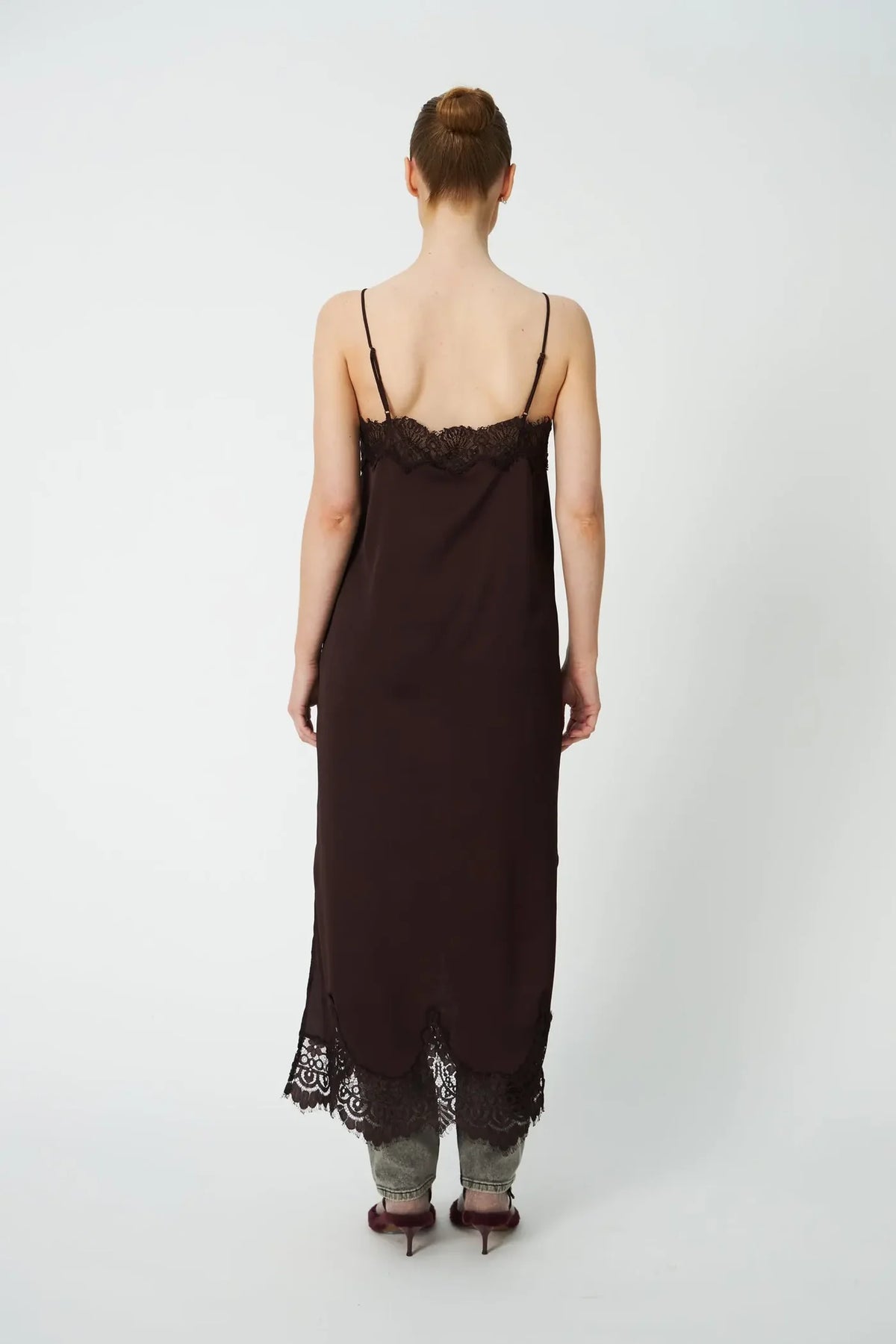 STELLA NOVA Dress "Underlayer Lace" dark brown