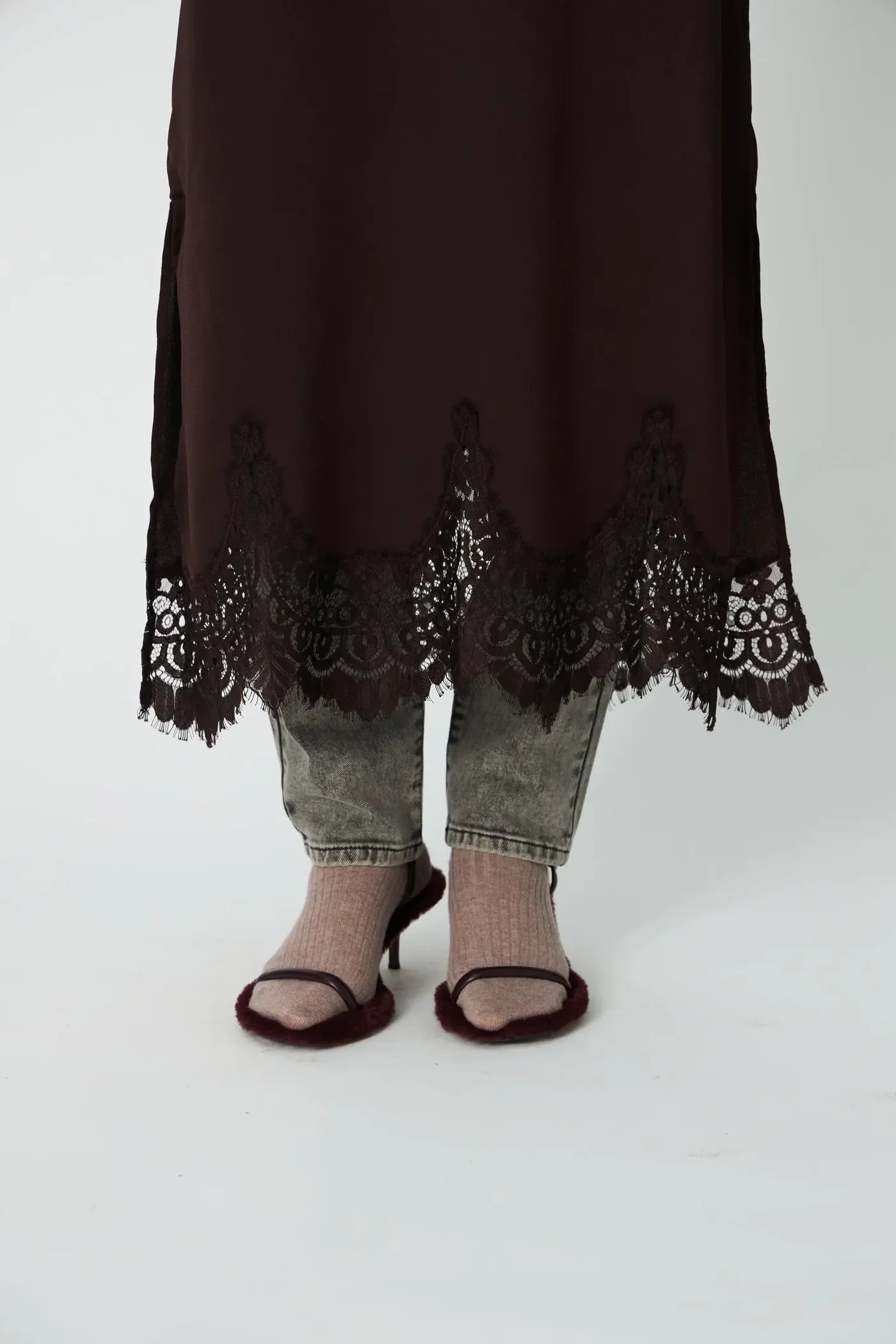 STELLA NOVA Dress "Underlayer Lace" dark brown