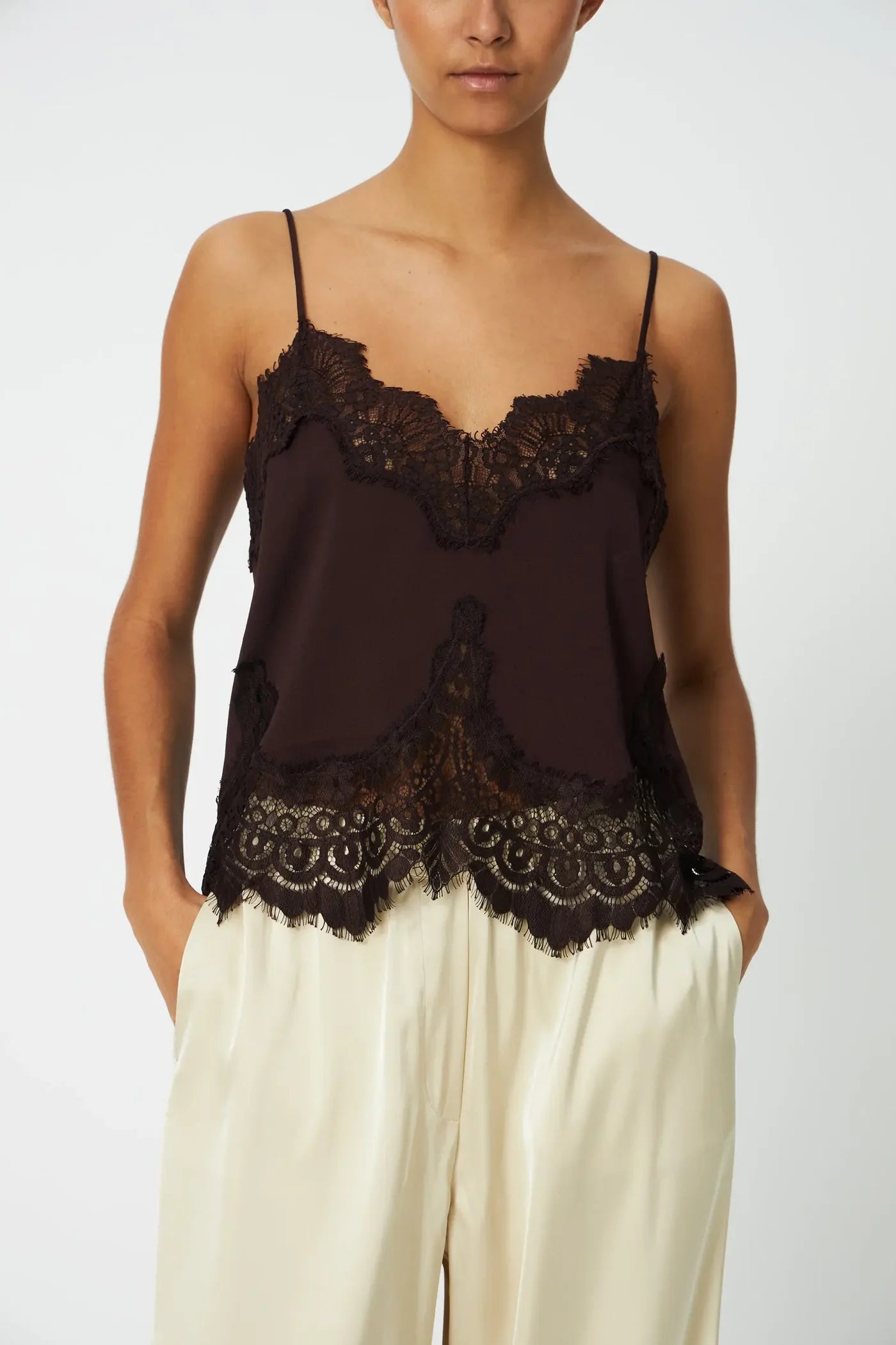 STELLA NOVA Top "Underlayer Lace" dark brown