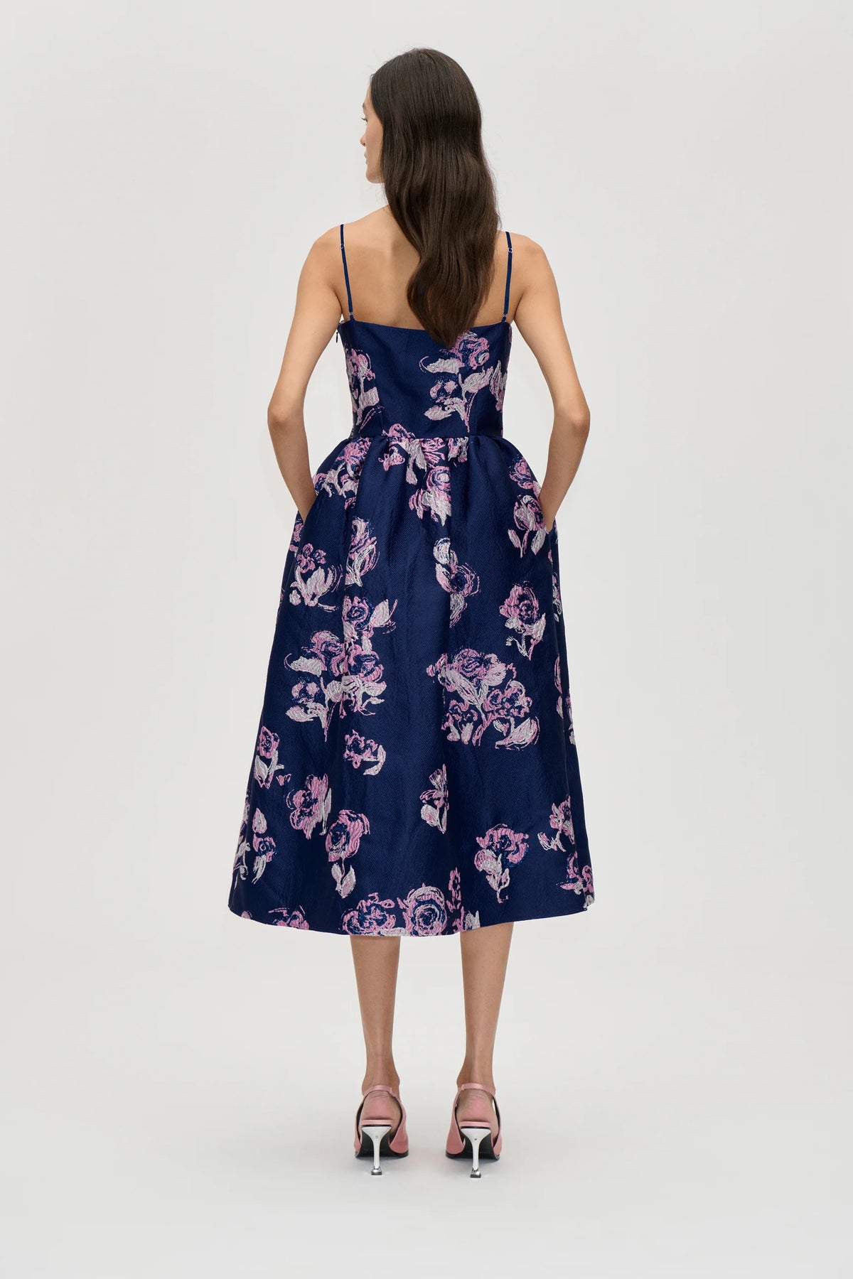 STINE GOYA Dress "Blush roses on indigo"