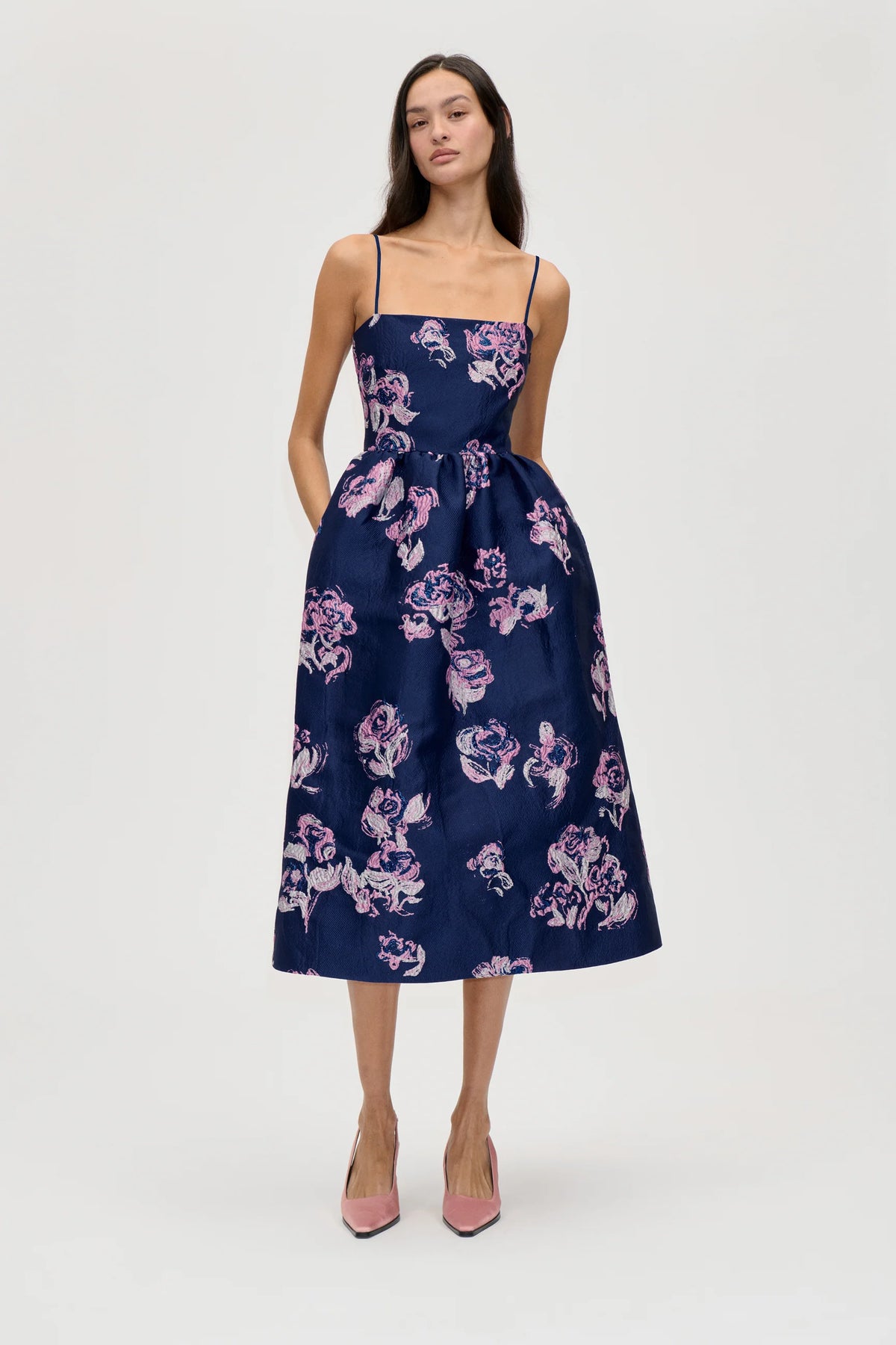 STINE GOYA Dress "Blush roses on indigo"