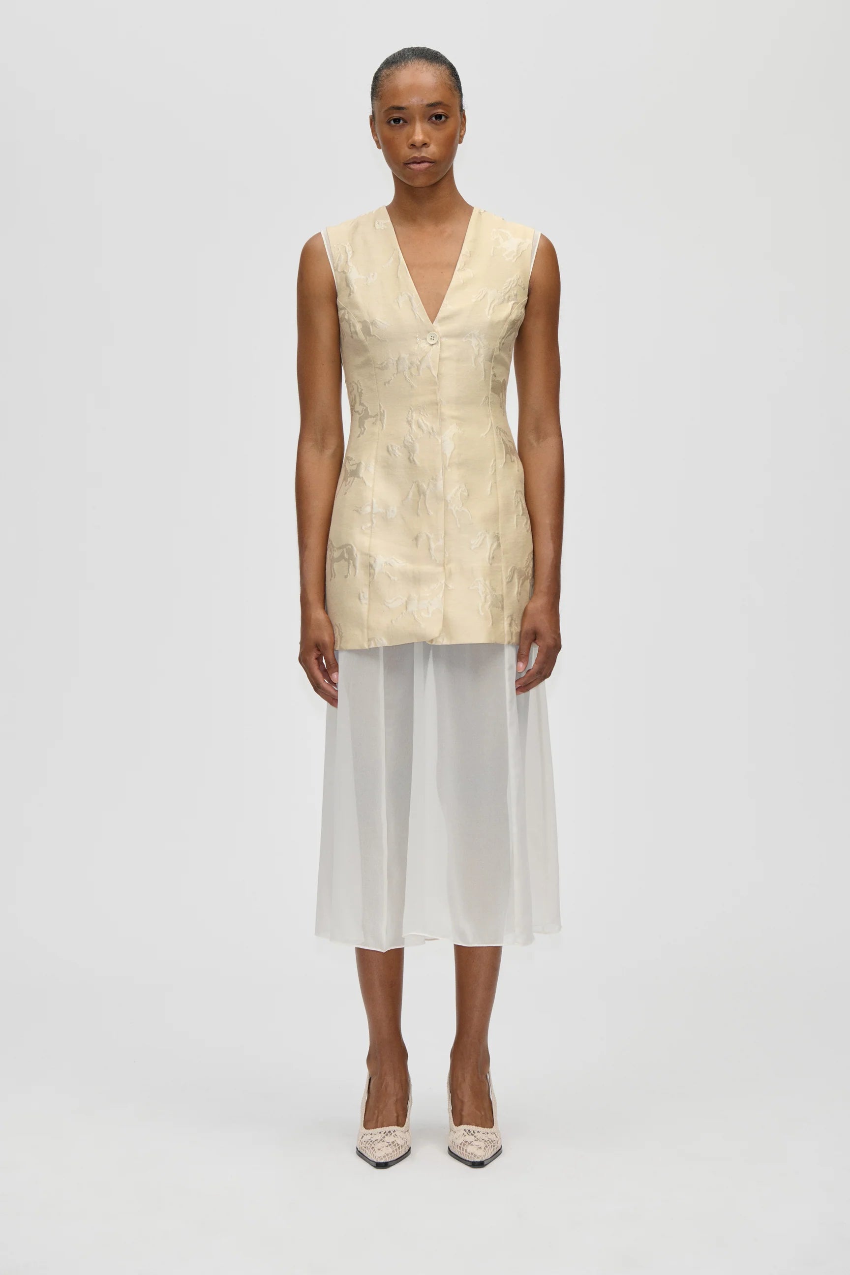 STINE GOYA Taylored Dress porcelaine cream