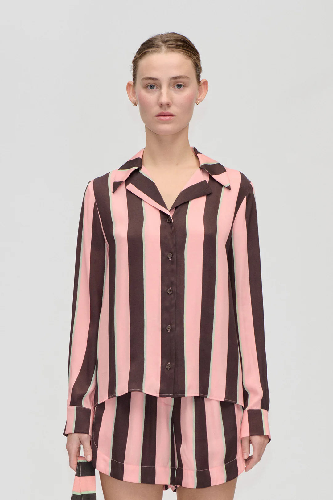 STINE GOYA Shirt "Rosewood Mint Stripes"