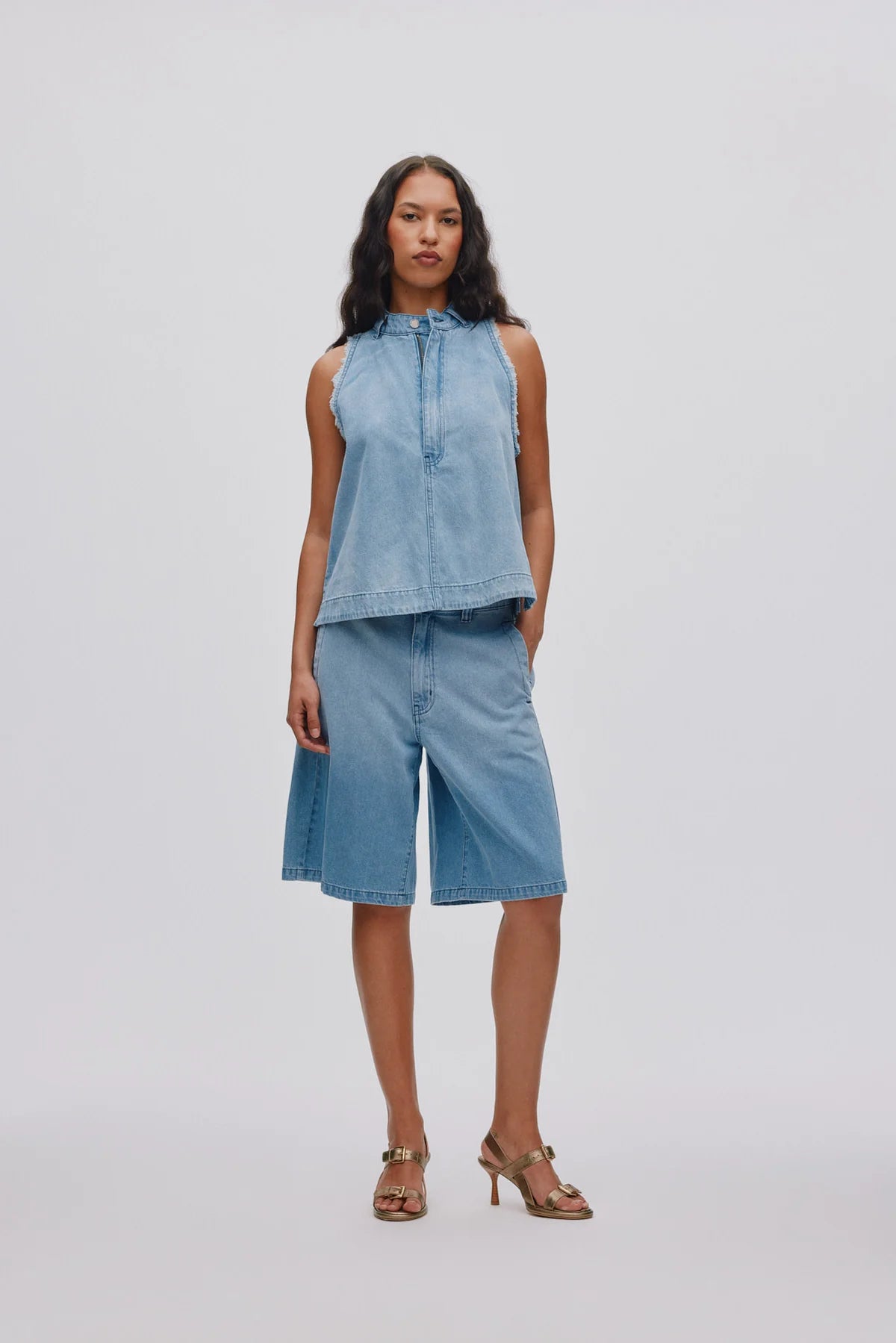 RABENS SALONER Top "Faya" light denim