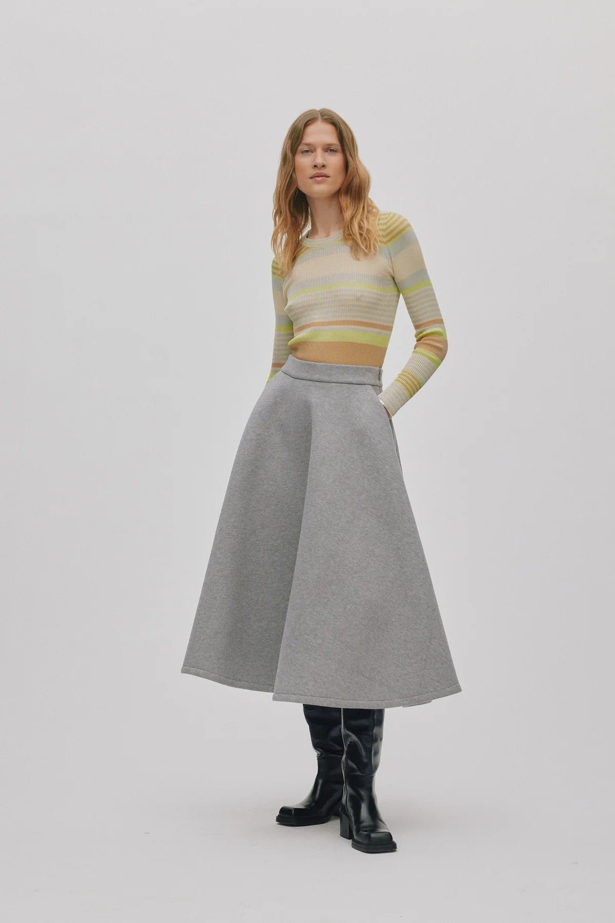 RABENS SALONER Skirt "Bisharo" grey melange