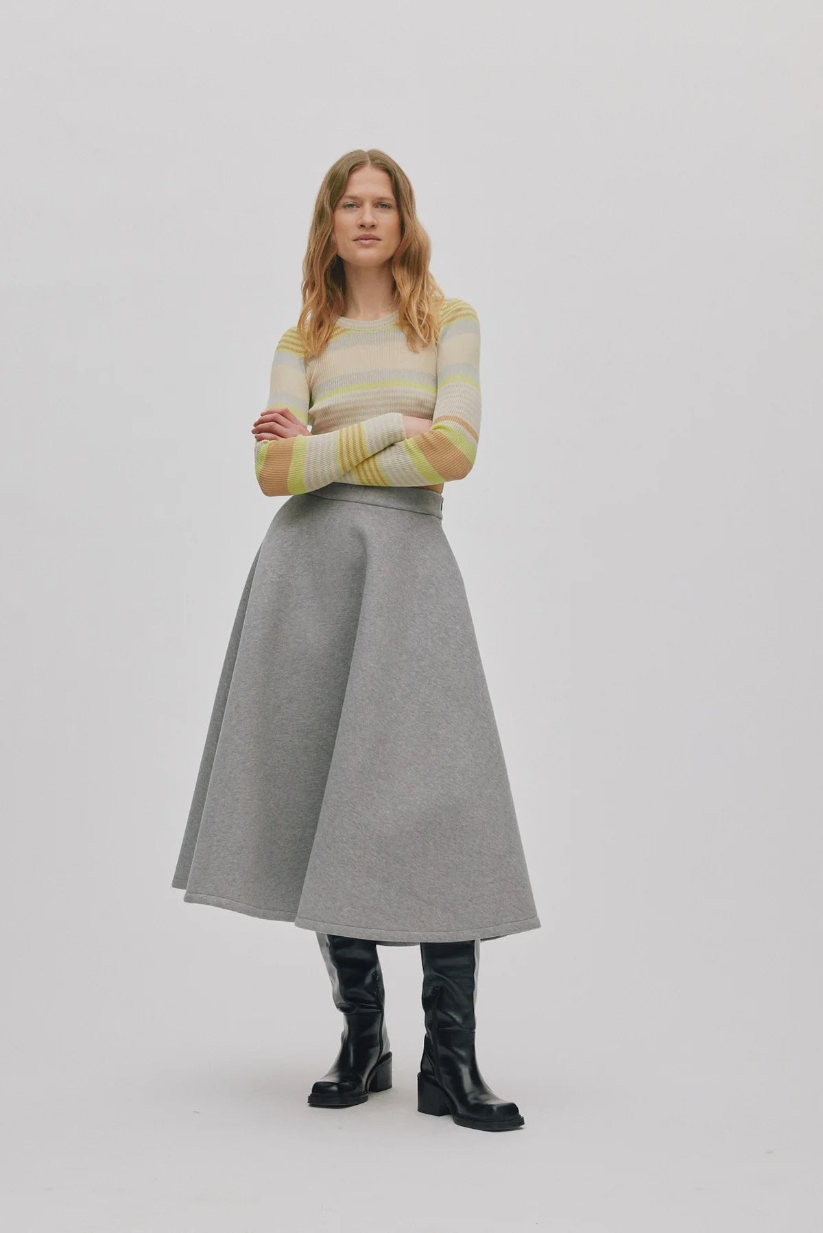 RABENS SALONER Skirt "Bisharo" grey melange
