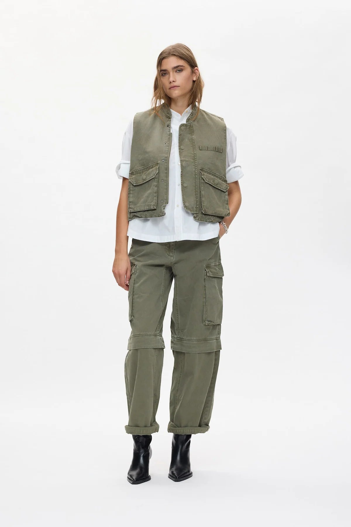 RABENS SALONER Pants "Frema" washed sage