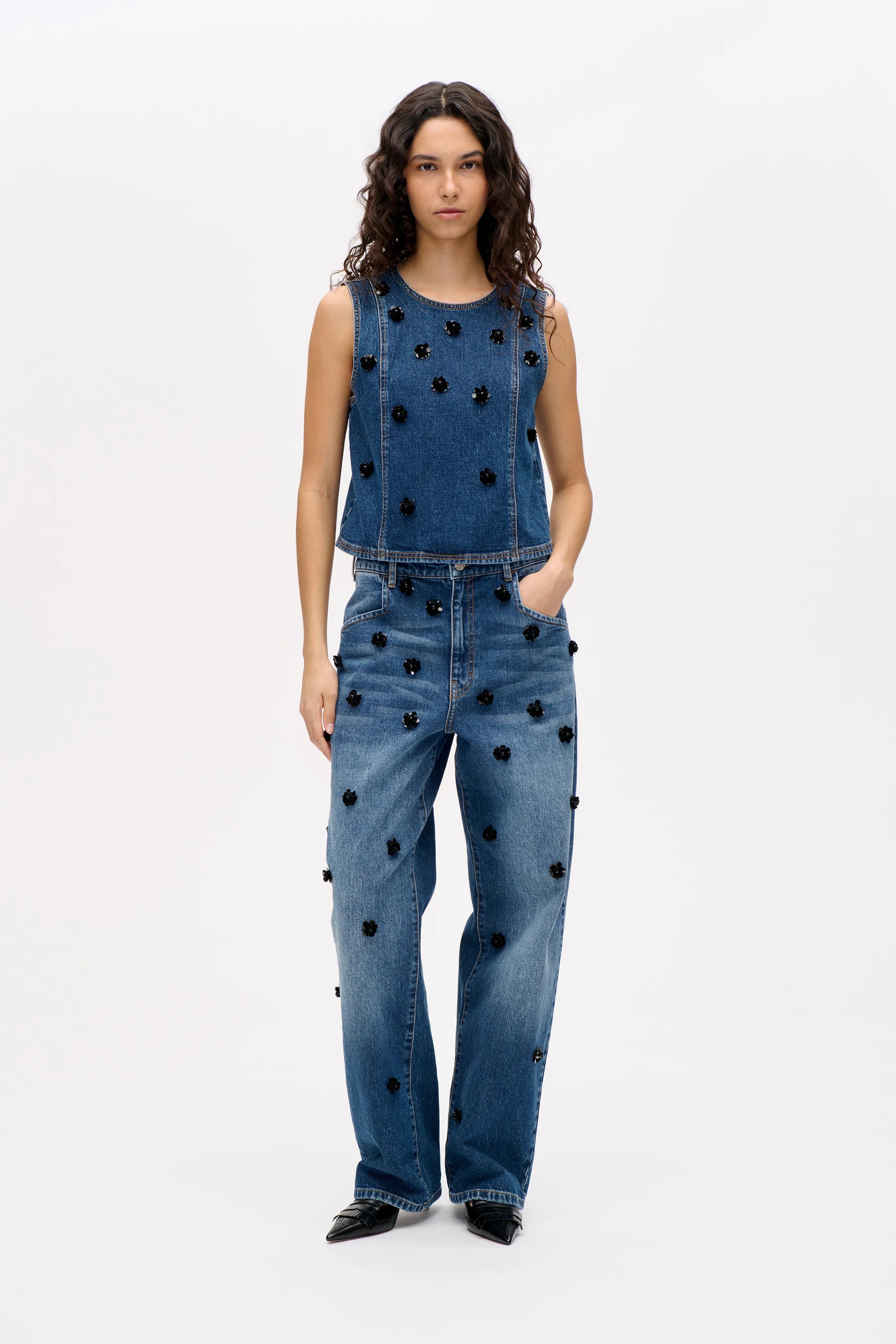 BAUM & PFERDGARTEN Jeans "Narane" denim sequince flower