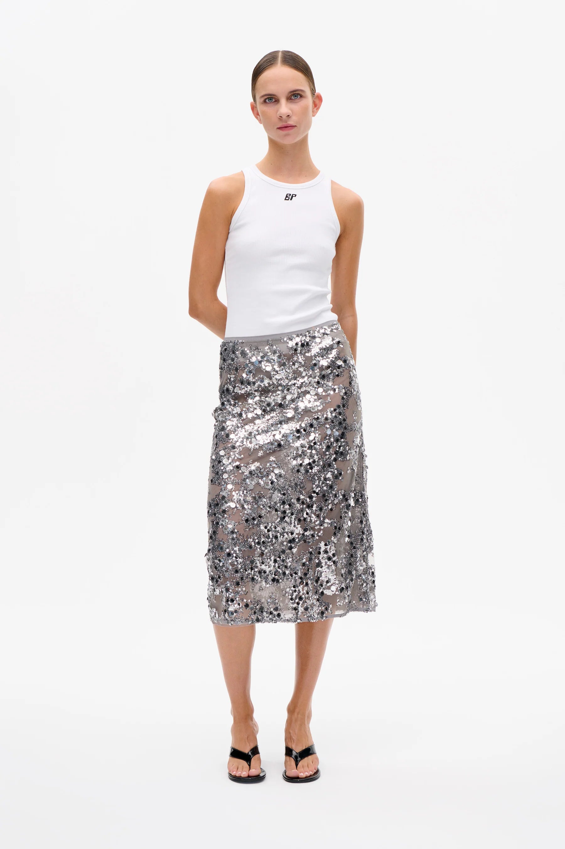 BAUM & PFERDGARTEN Skirt "Shania" grey sequins