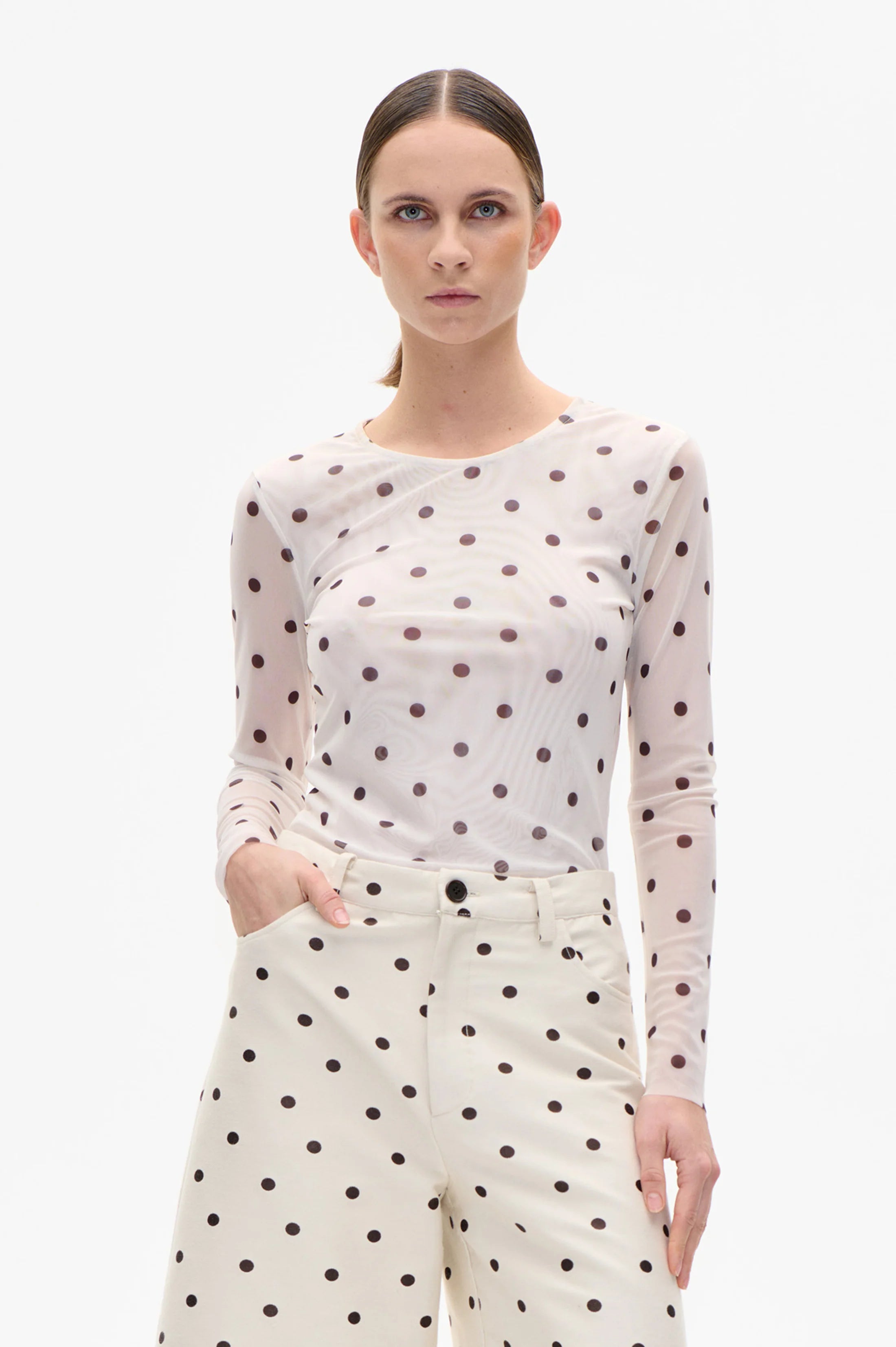 BAUM & PFERDGARTEN Blouse "Jodie" egret creme dot