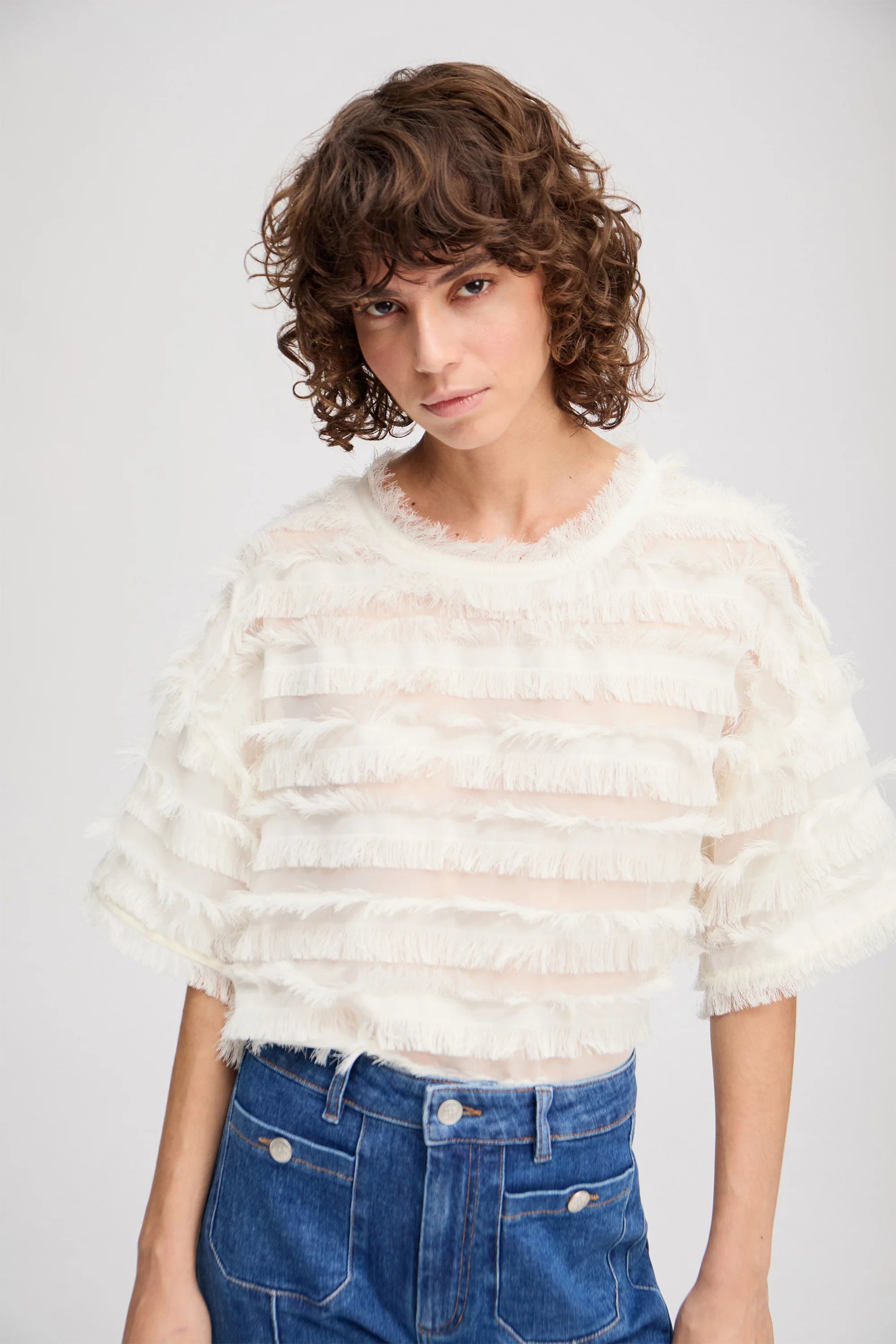 MUNTHE Top "Lipona" ivory