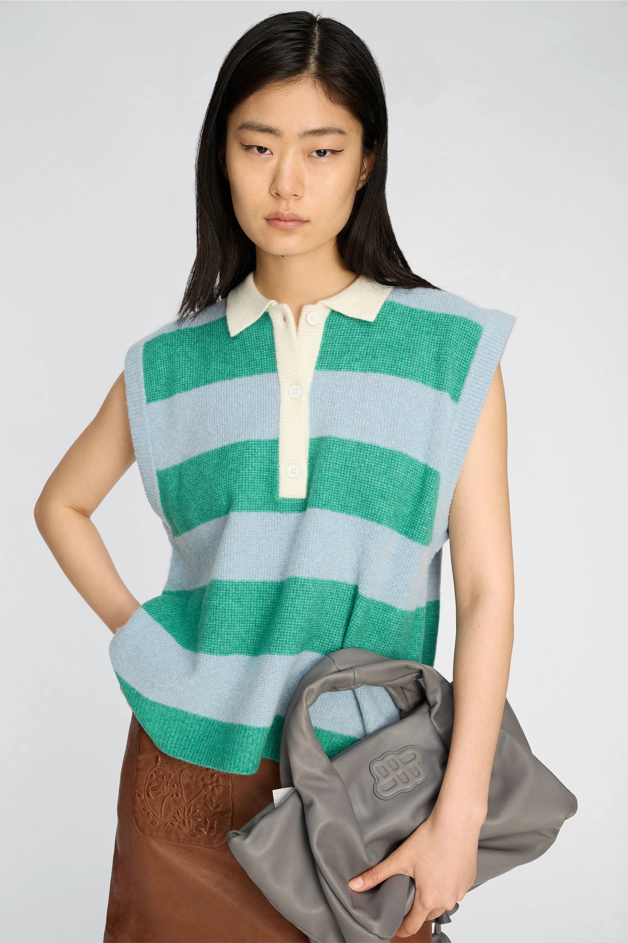 MUNTHE Vest "Bracha" stripe green