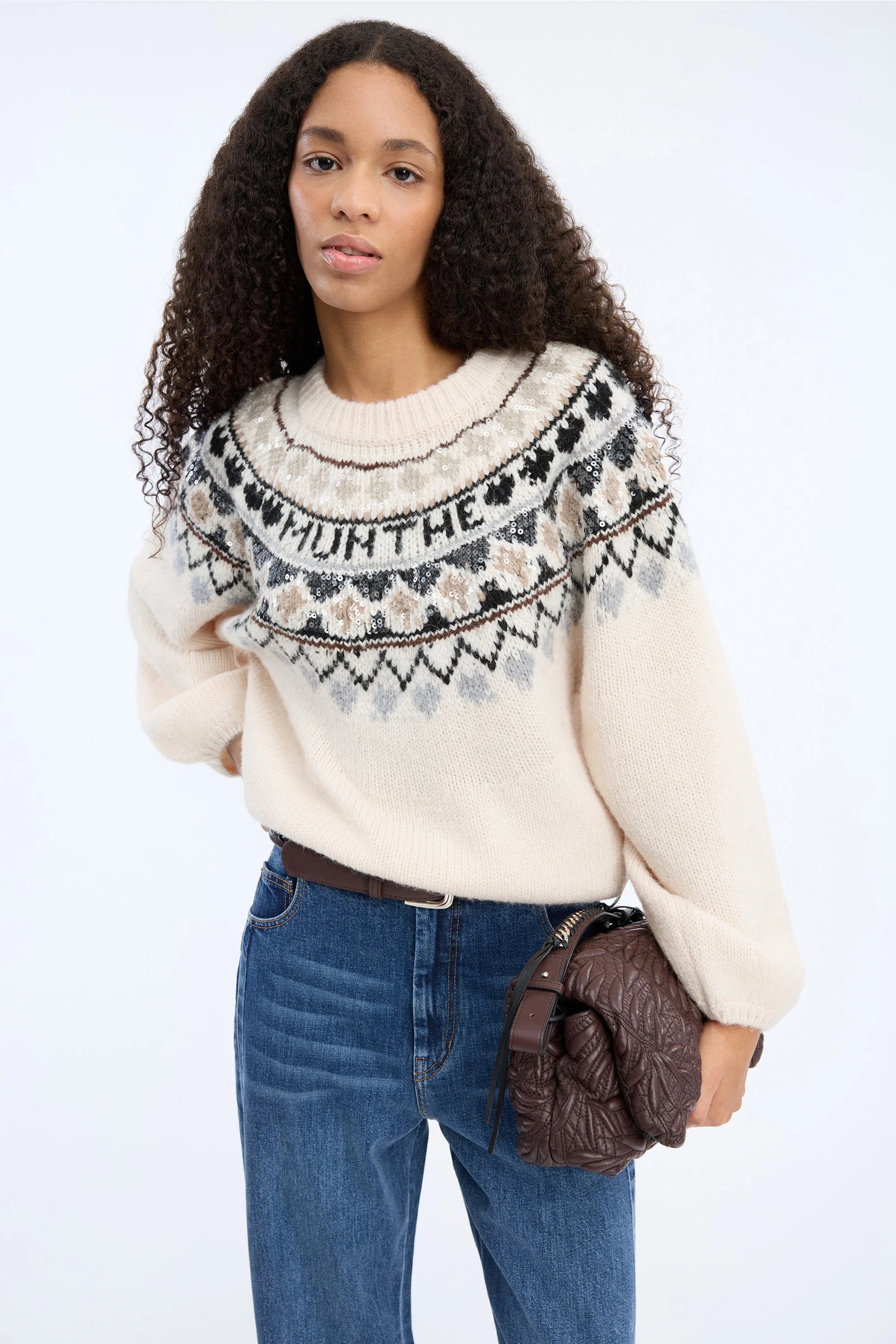MUNTHE Pullover "Vaffie" mix creme