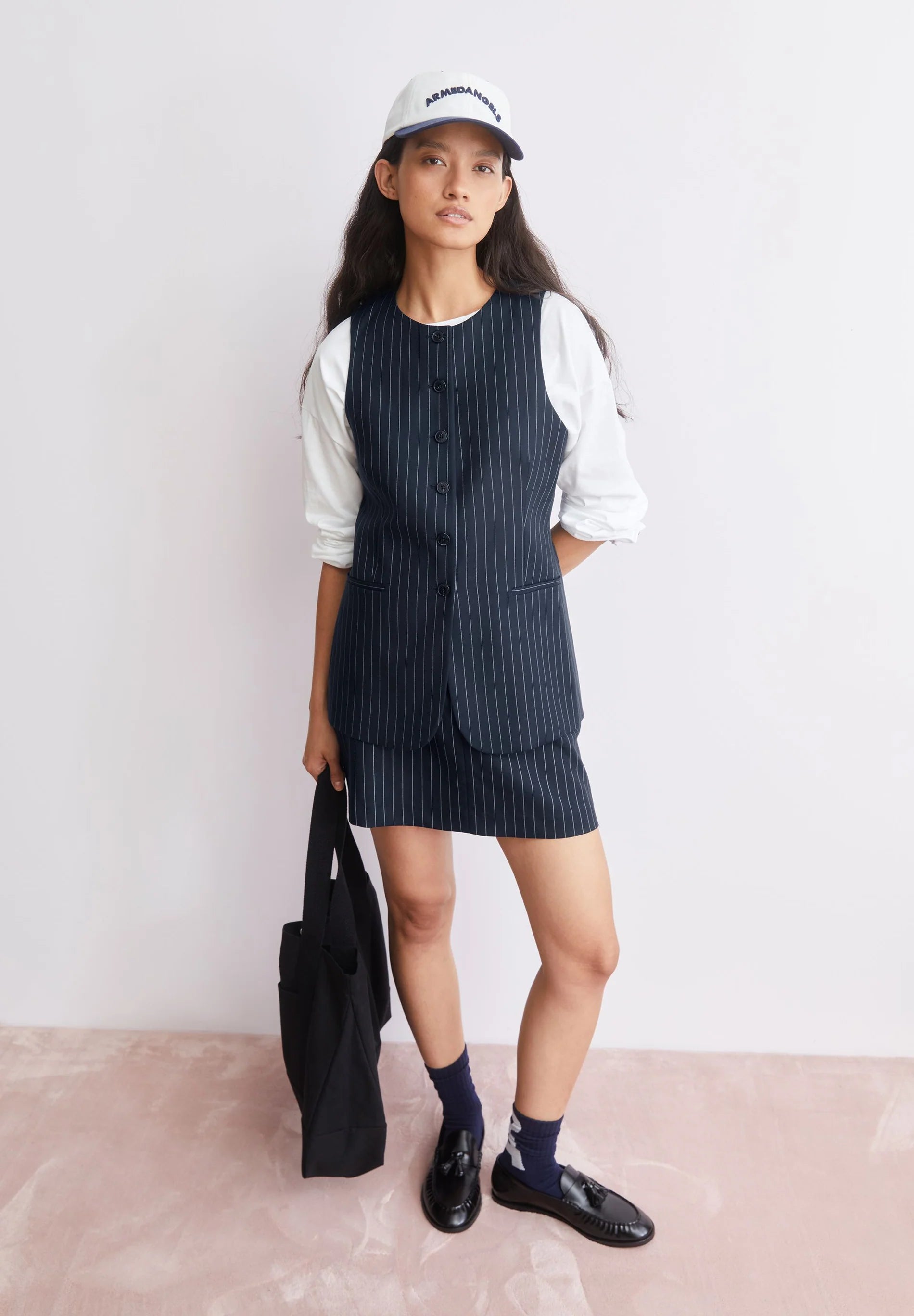 ARMEDANGELS Vest pinstripe nightsky