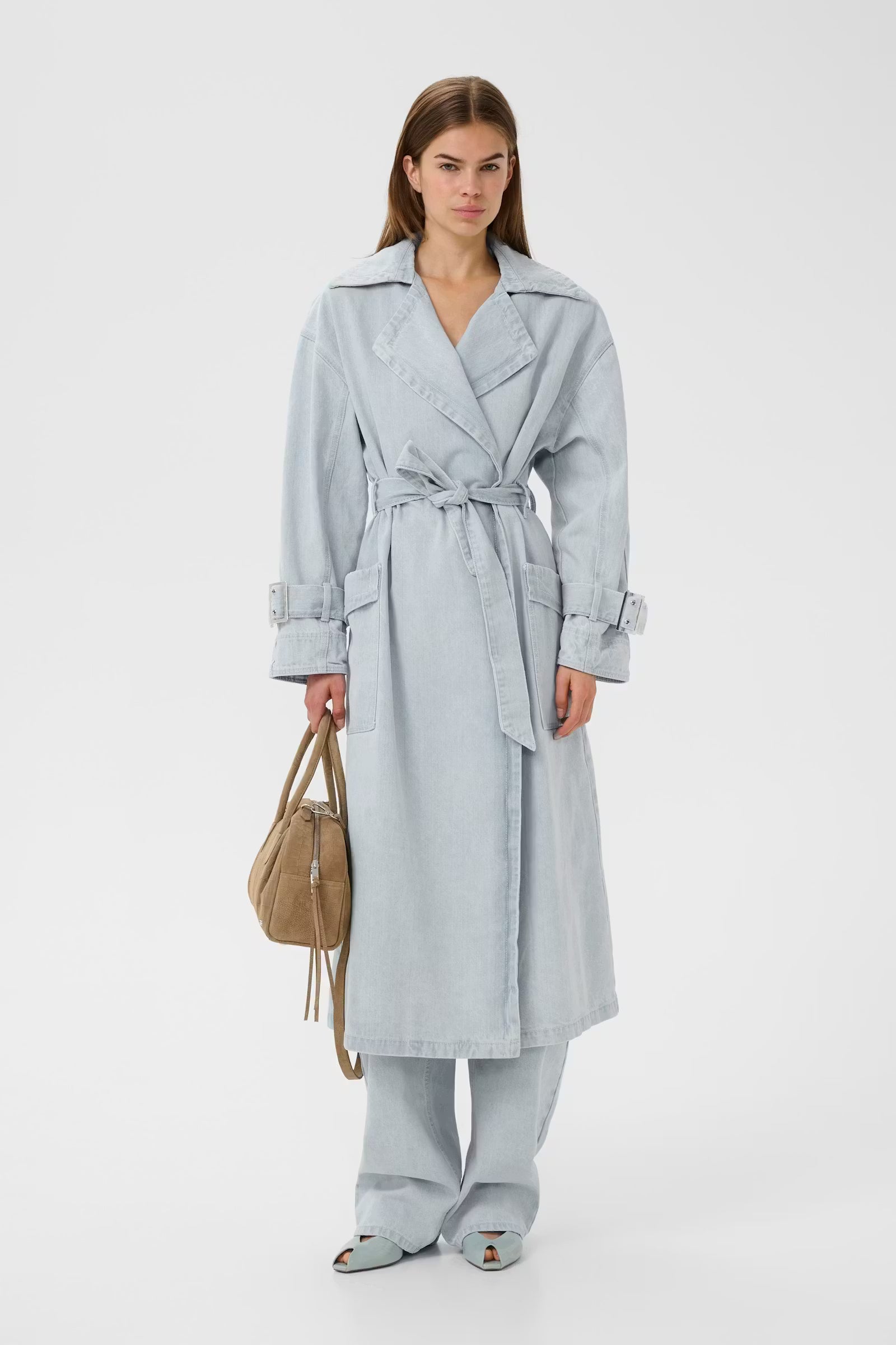 GESTUZ Trenchcoat "Parwana" vintage light denim