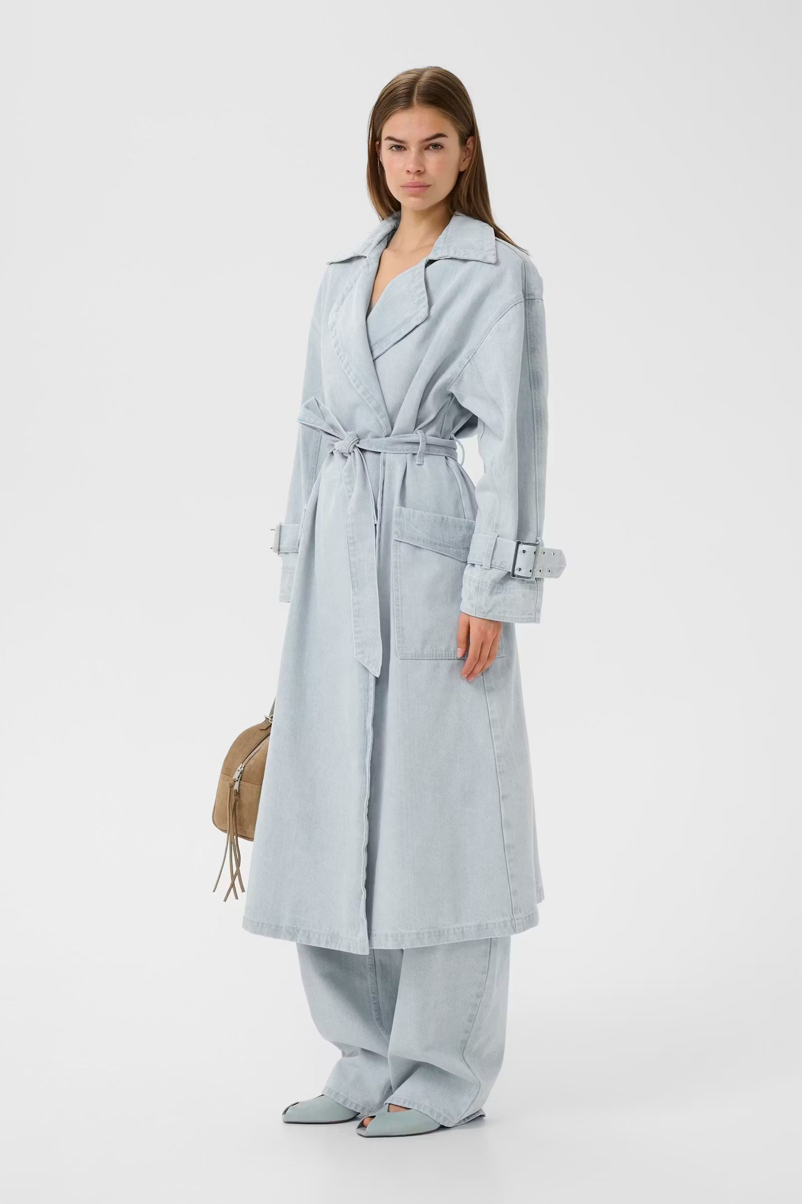 GESTUZ Trenchcoat "Parwana" vintage light denim
