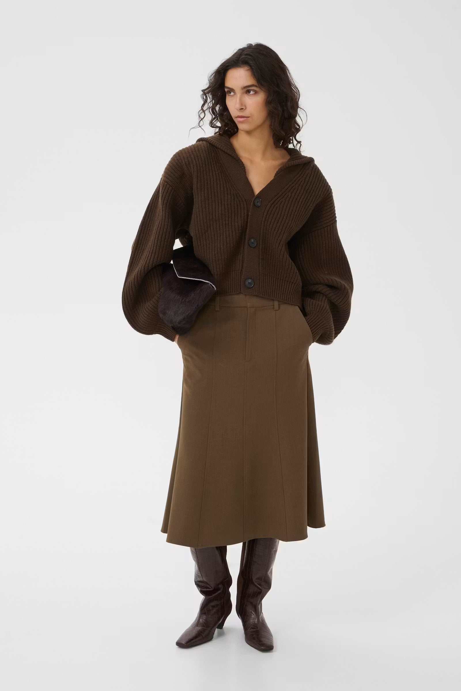 GESTUZ Cardigan "Kamina" slate black brown