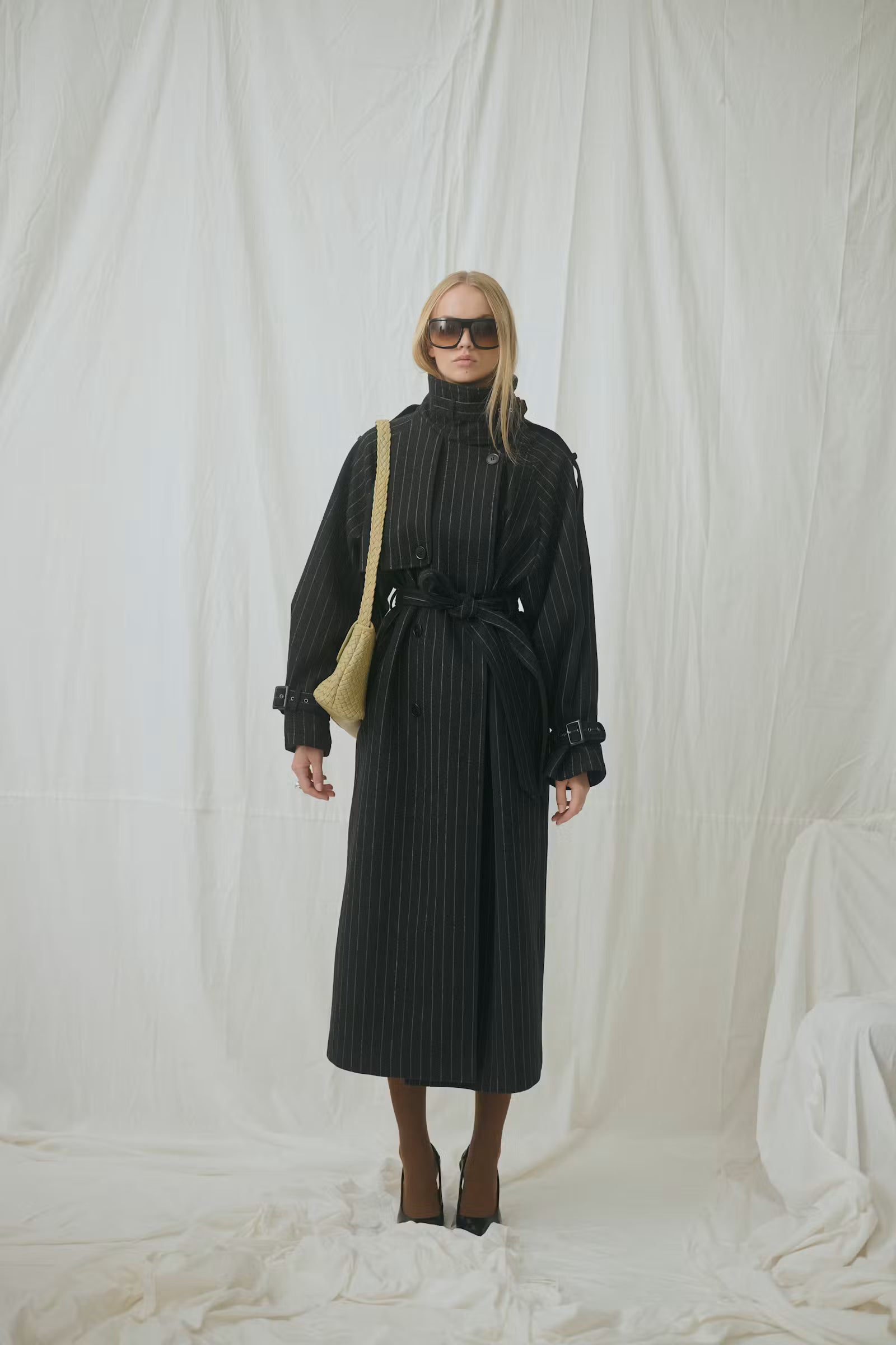 GESTUZ Coat "Avic" black pinstripe