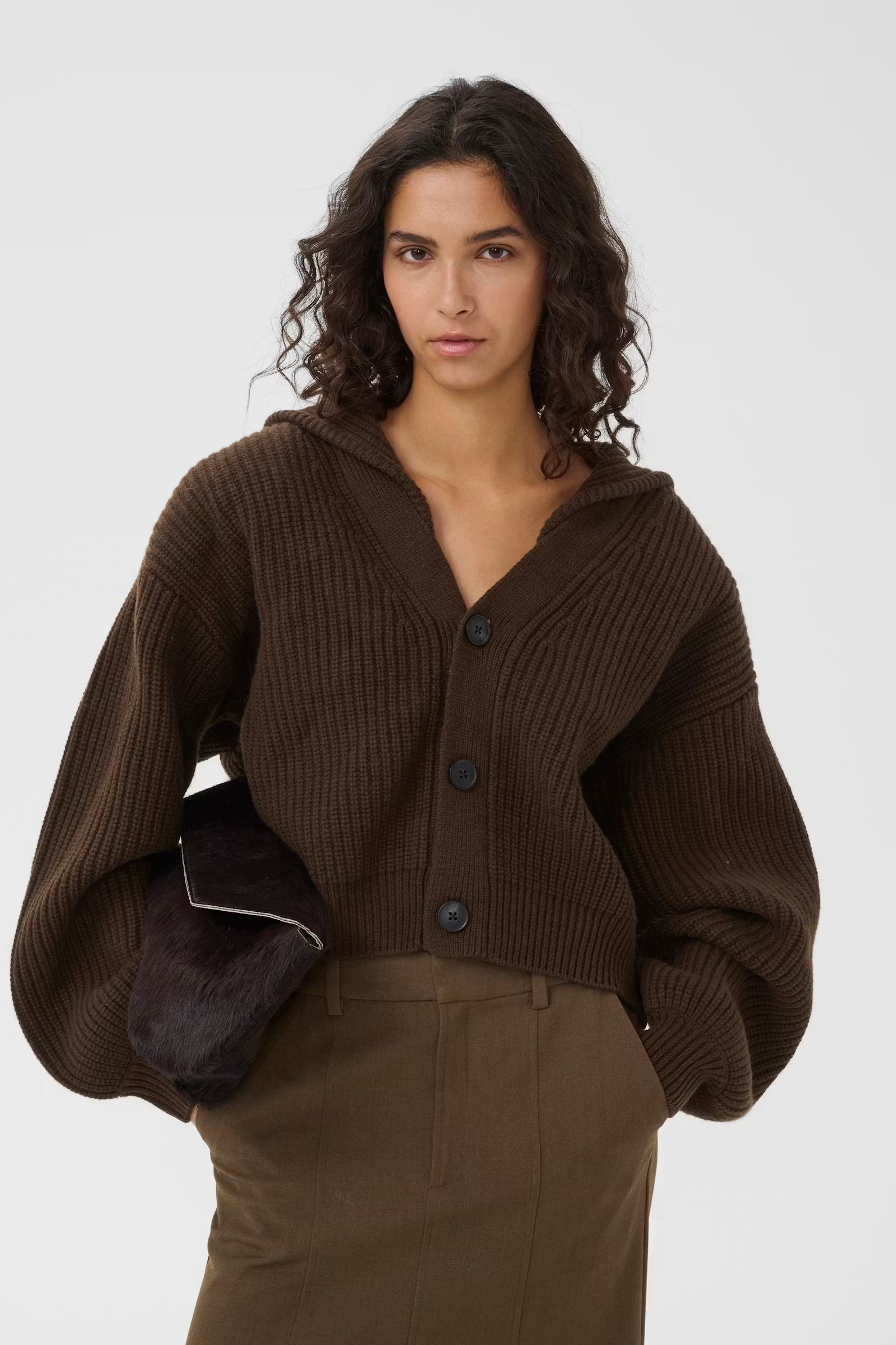 GESTUZ Cardigan "Kamina" slate black brown