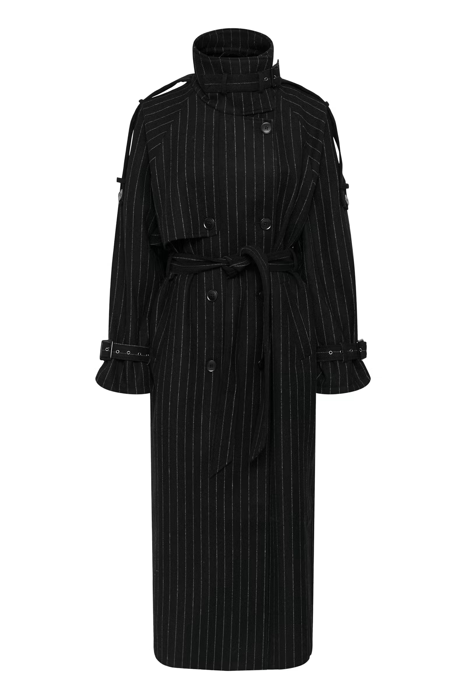 GESTUZ Coat "Avic" black pinstripe