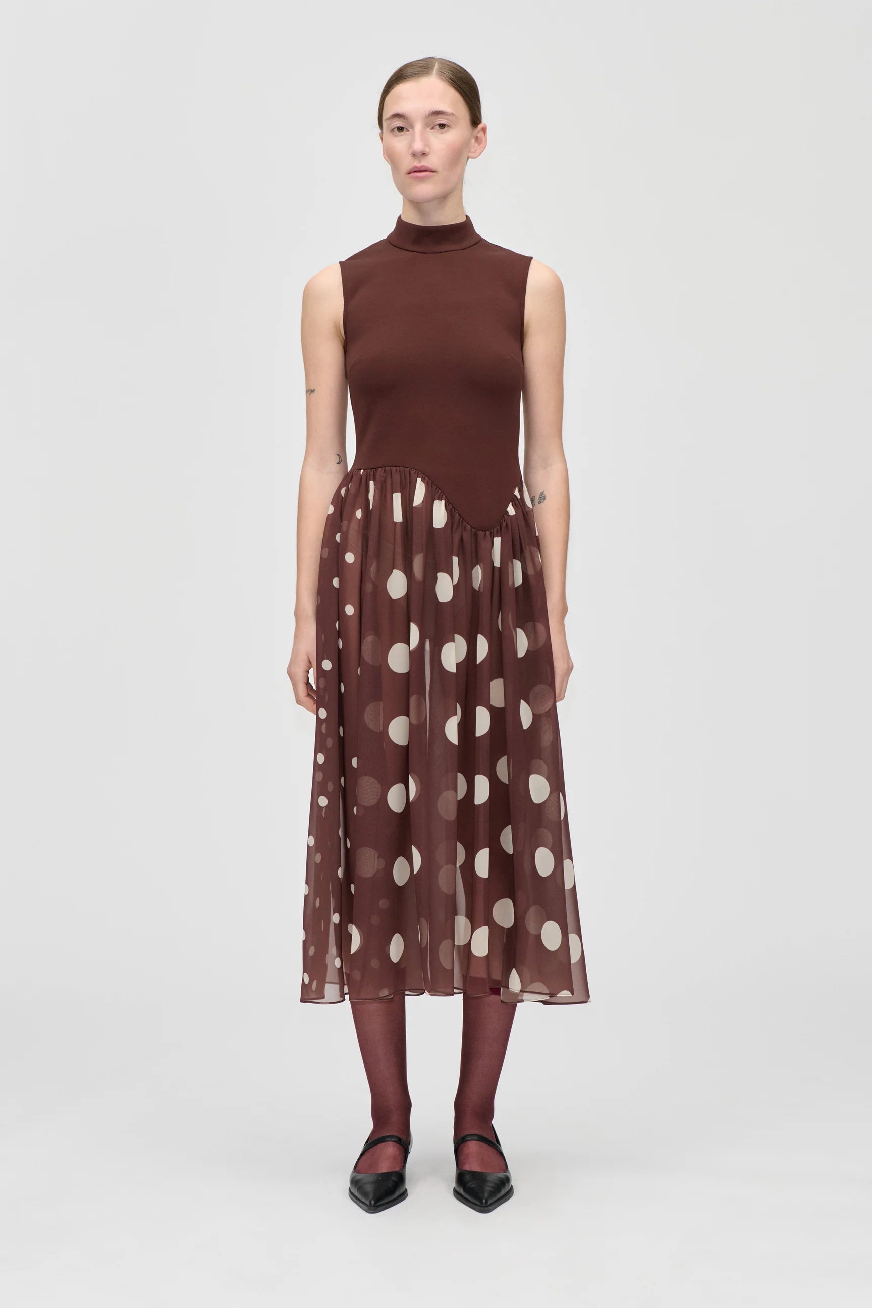 STINE GOYA Dress "Artist Blurry Dots" brown