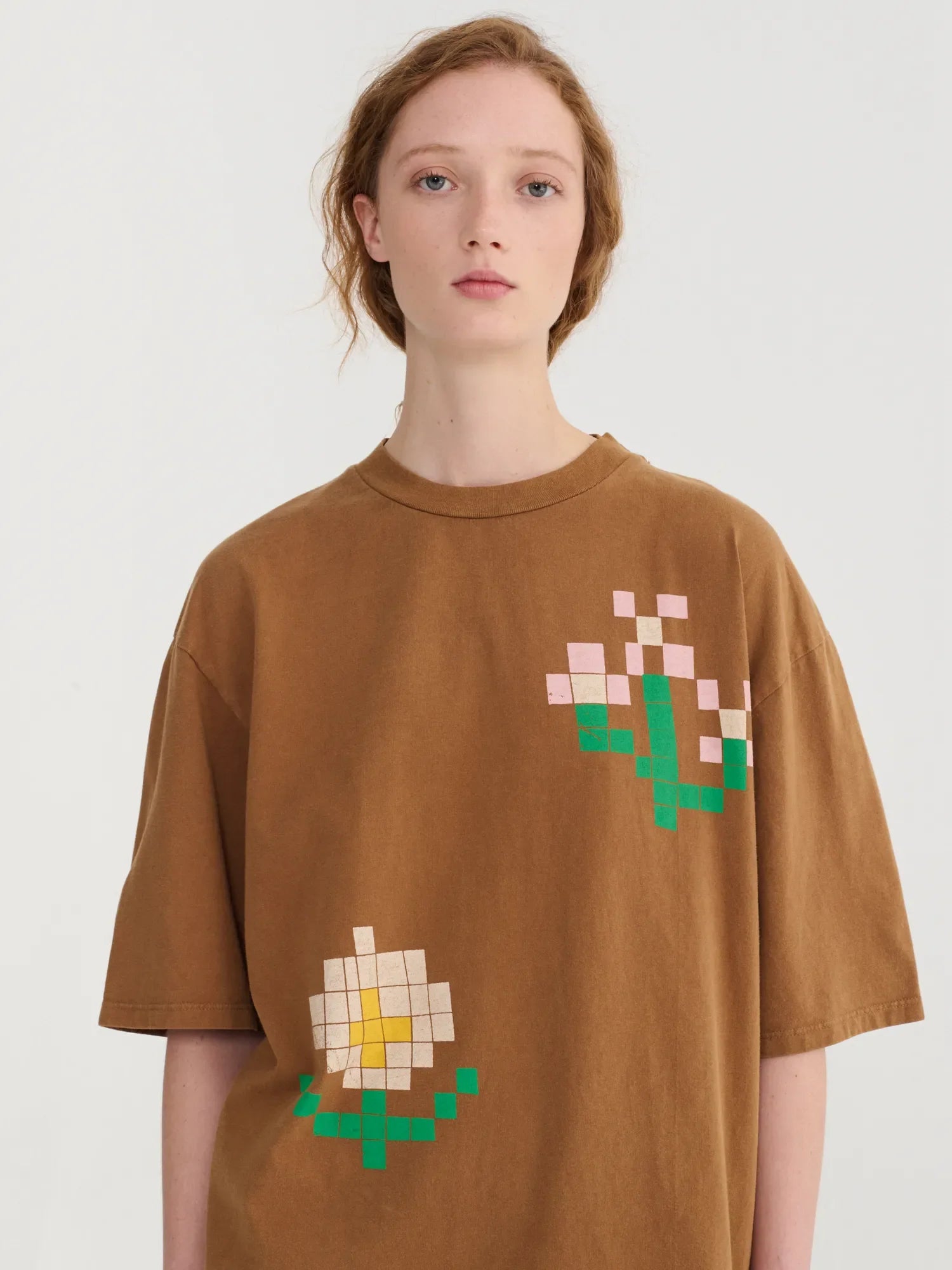 BOBO CHOSES T-Shirt "Pixel Flowers" brown