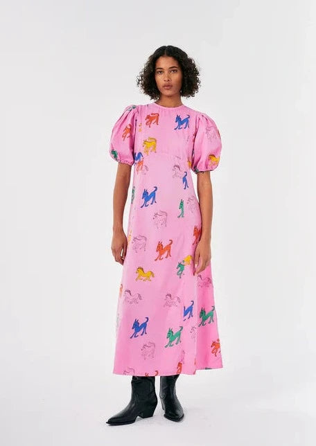 Bobo Choses Dress Wonder Horse Print pink