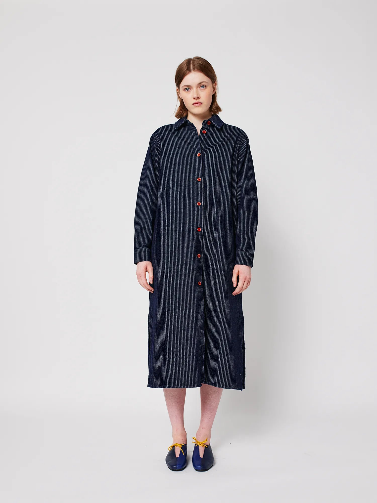 BOBO CHOSES Dress "Denim stripe" navy blue