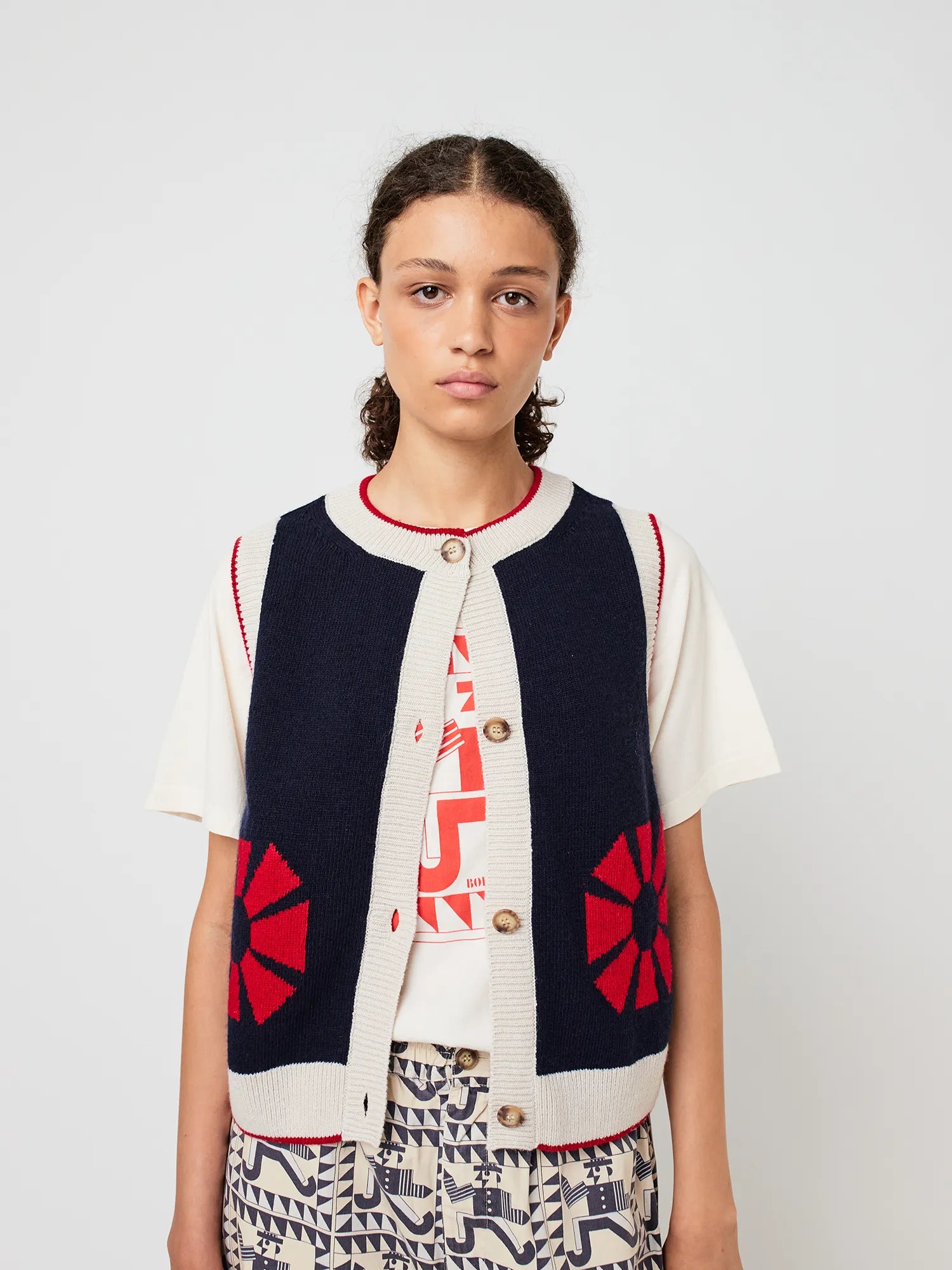 BOBO CHOSES Vest "Flower" navy blue