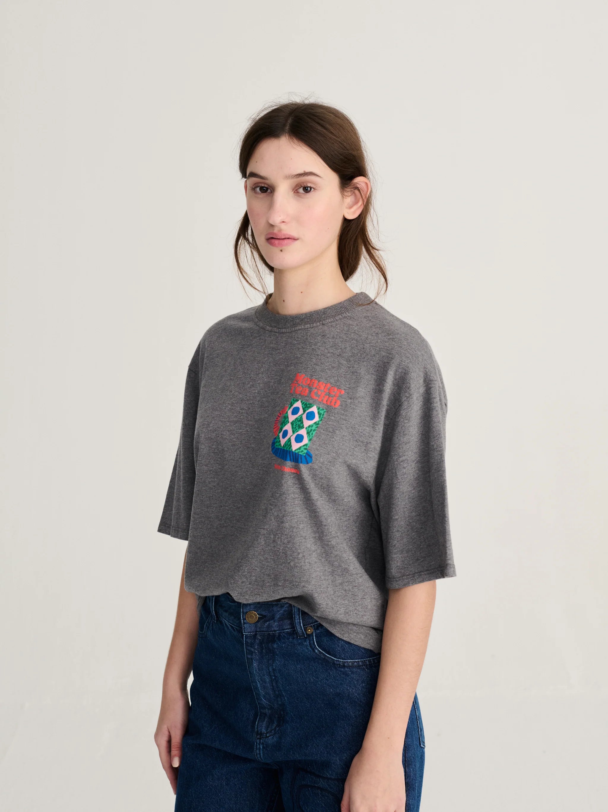 BOBO CHOSES T-Shirt "Monster mug" grey