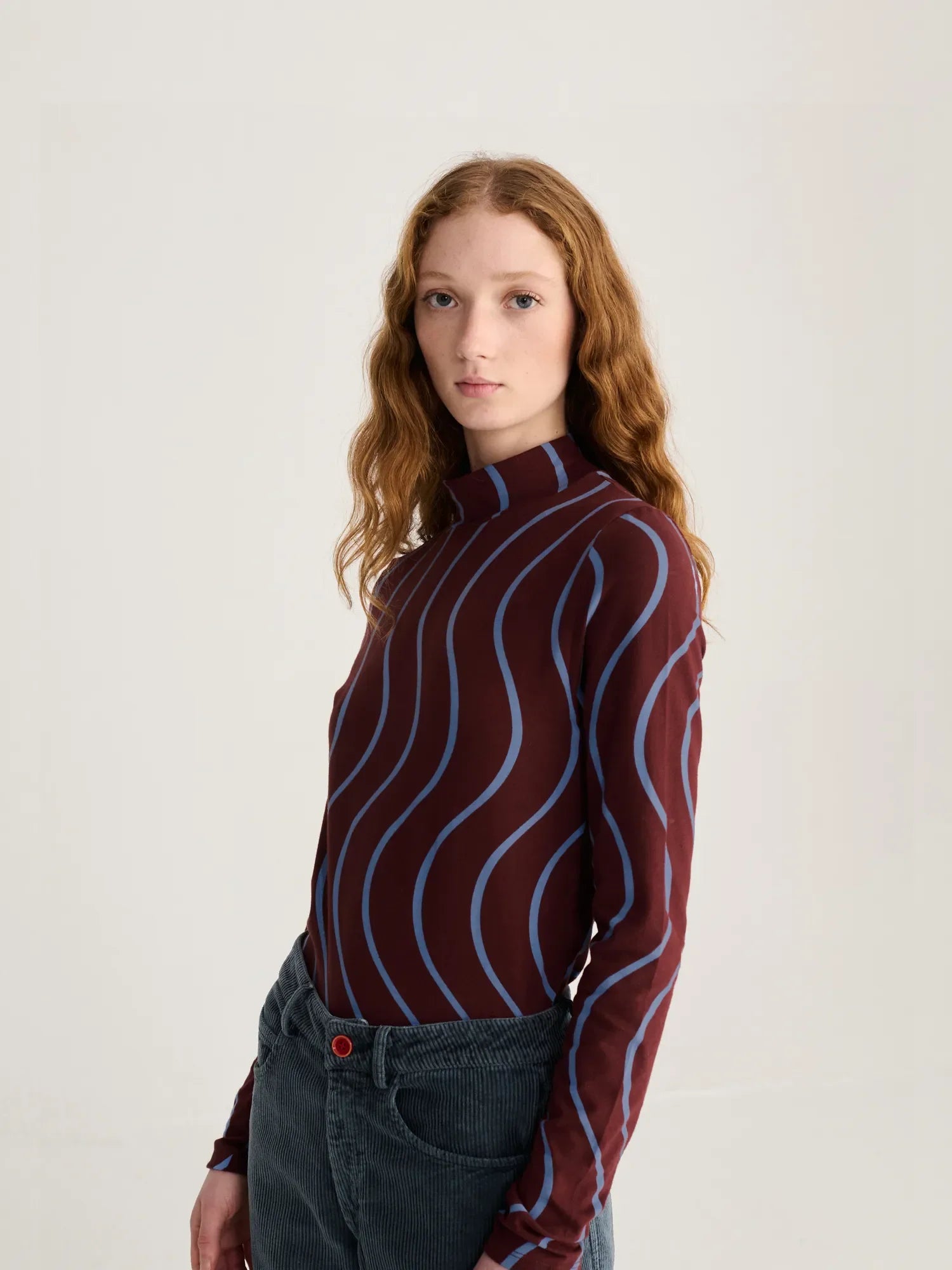 BOBO CHOSES Longsleeve "Psicodelic stripes" burgundy red