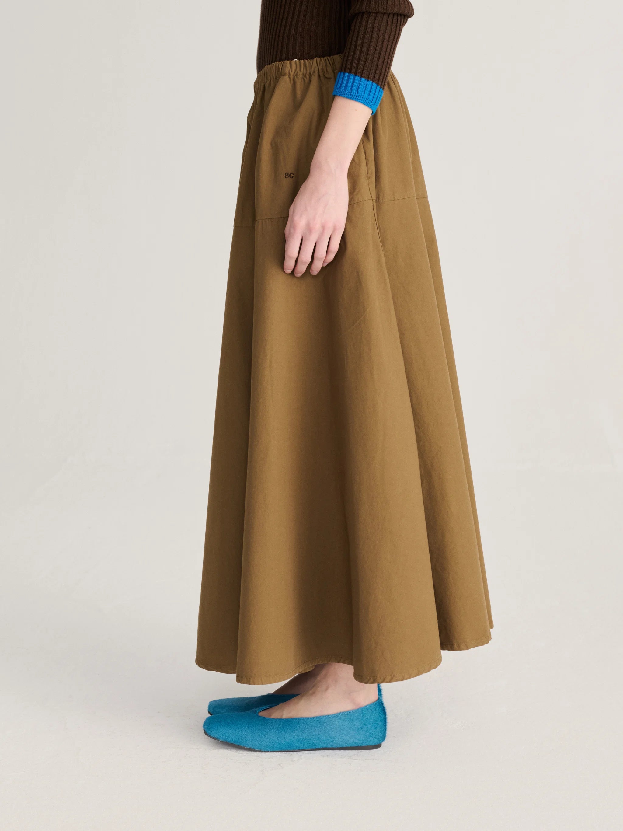 BOBO CHOSES Skirt "Paper touch Evasé" khaki