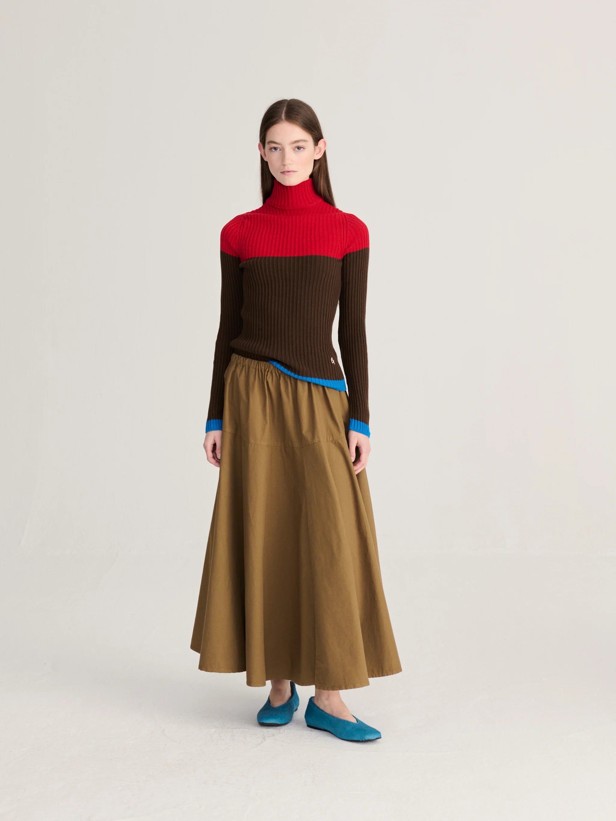 BOBO CHOSES Skirt "Paper touch Evasé" khaki