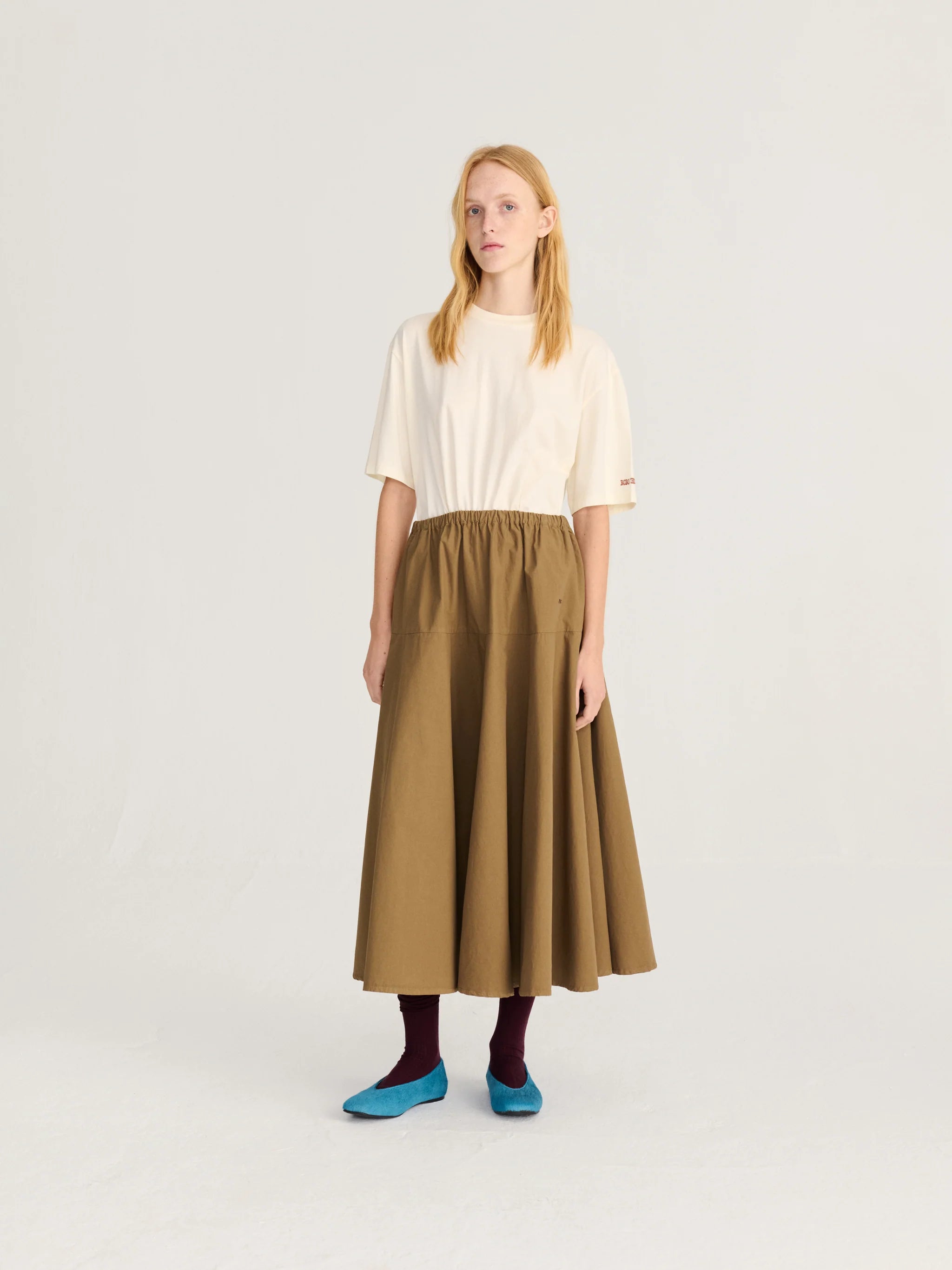 BOBO CHOSES Skirt "Paper touch Evasé" khaki